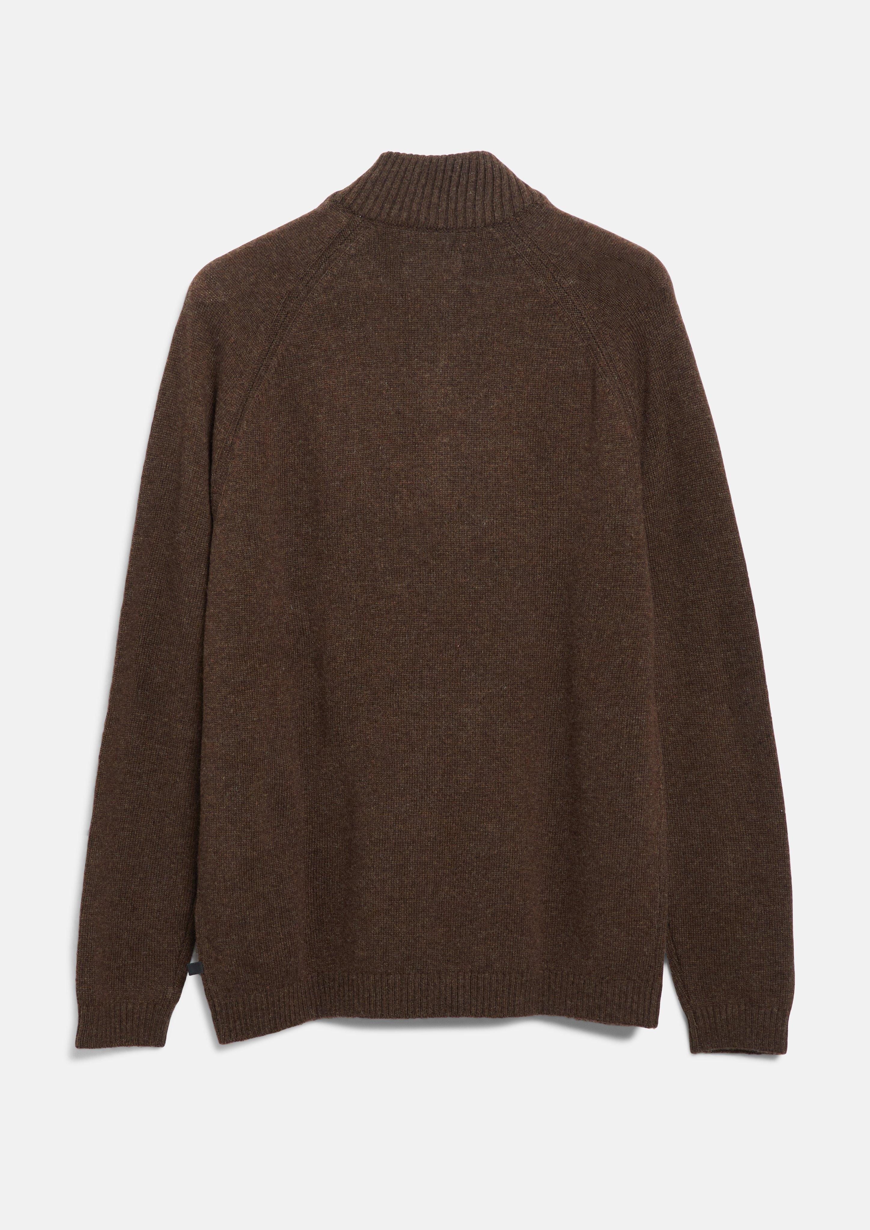 Men 100% lambswool pullover with raglan sleeves in brown by s.Oliver