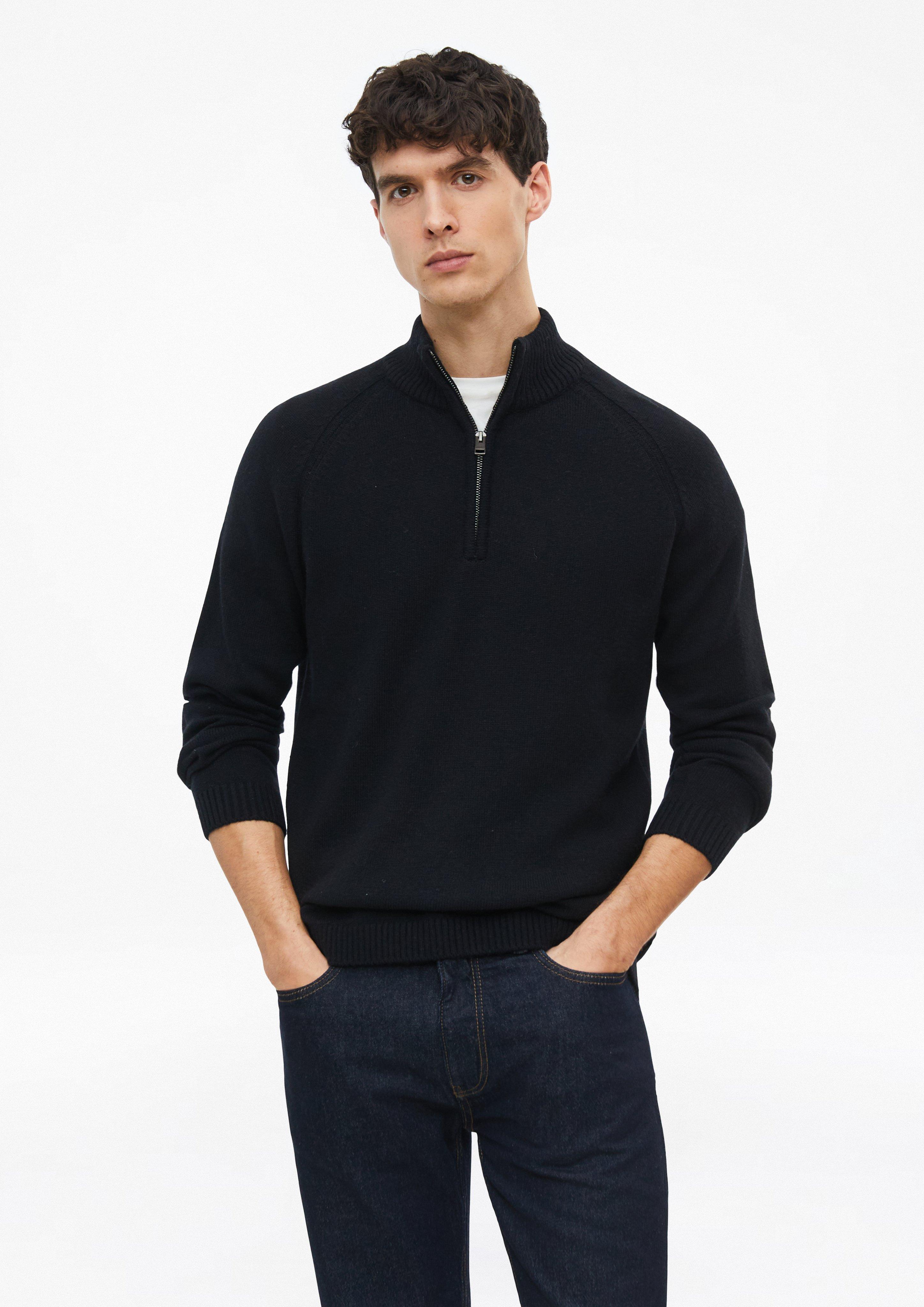 Pull à col roulé 100 % laine d'agneau à manches raglan en noir de s.Oliver