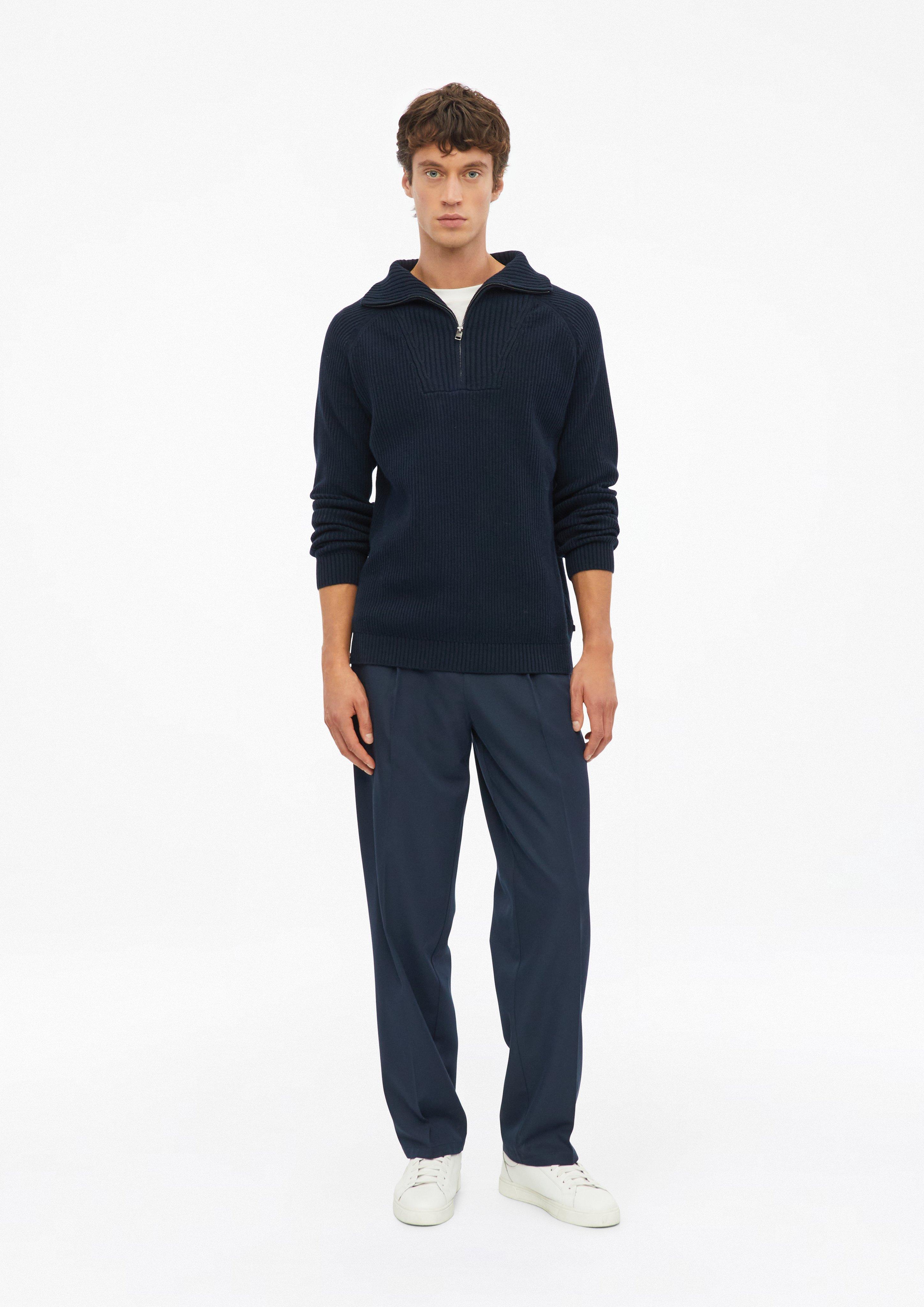 Heren Zachte gebreide troyer met ribbelstructuur in blauw van s.Oliver