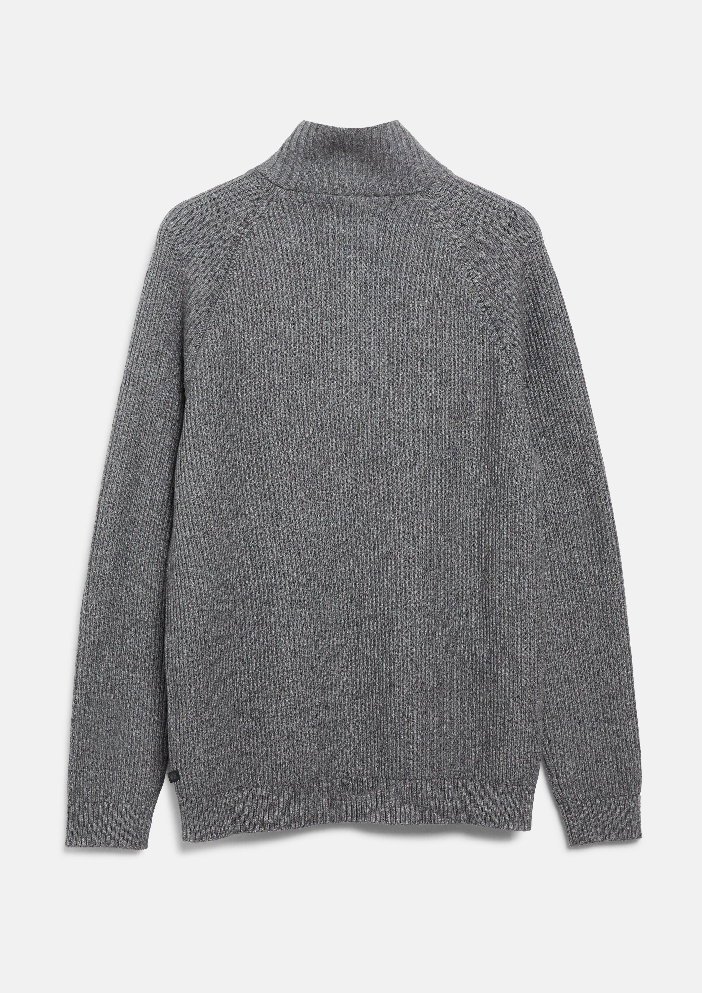 Hommes Pull-over à col roulé en maille douce avec motif côtelé en gris de s.Oliver