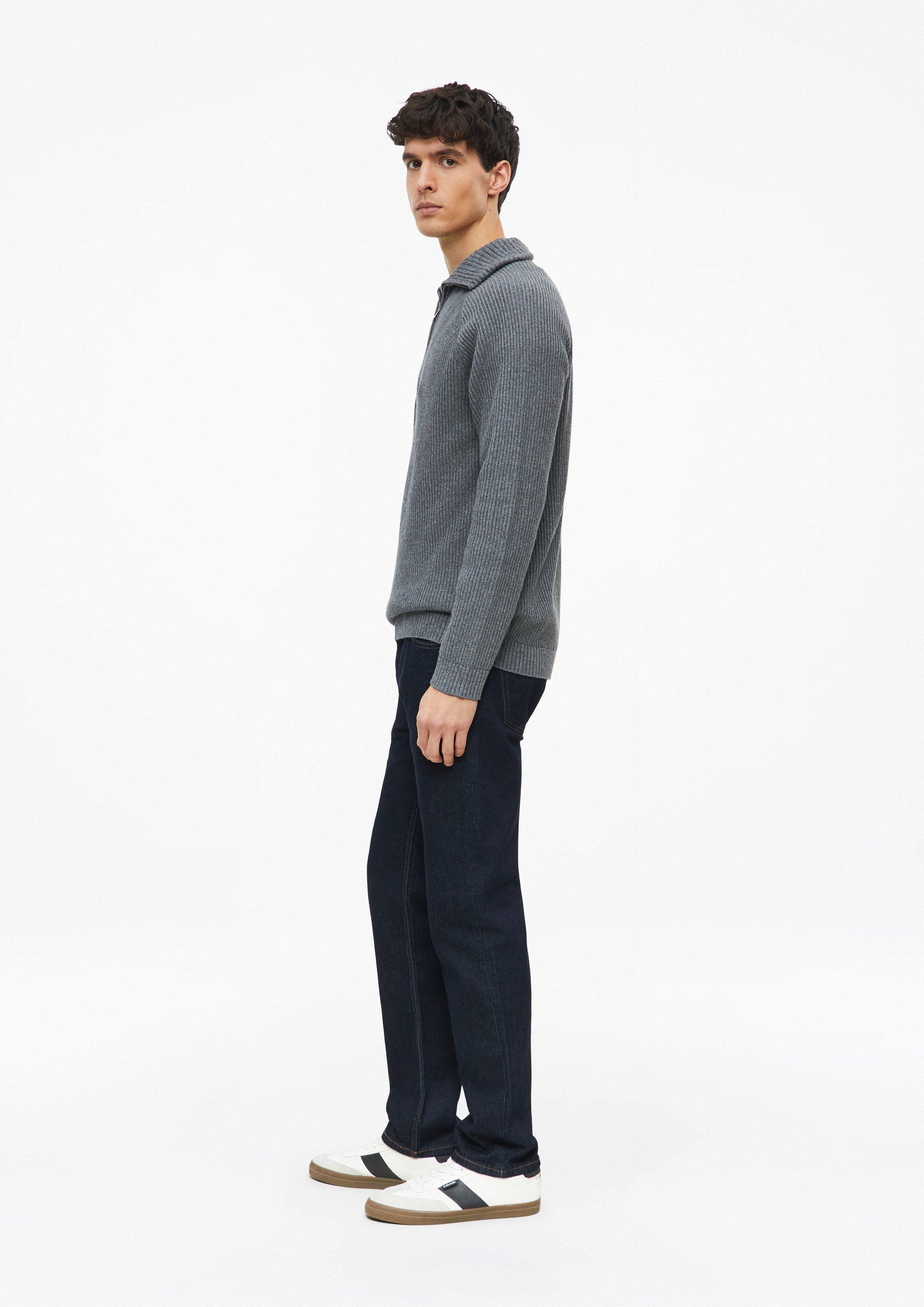 Hommes Pull-over à col roulé en maille douce avec motif côtelé en gris de s.Oliver