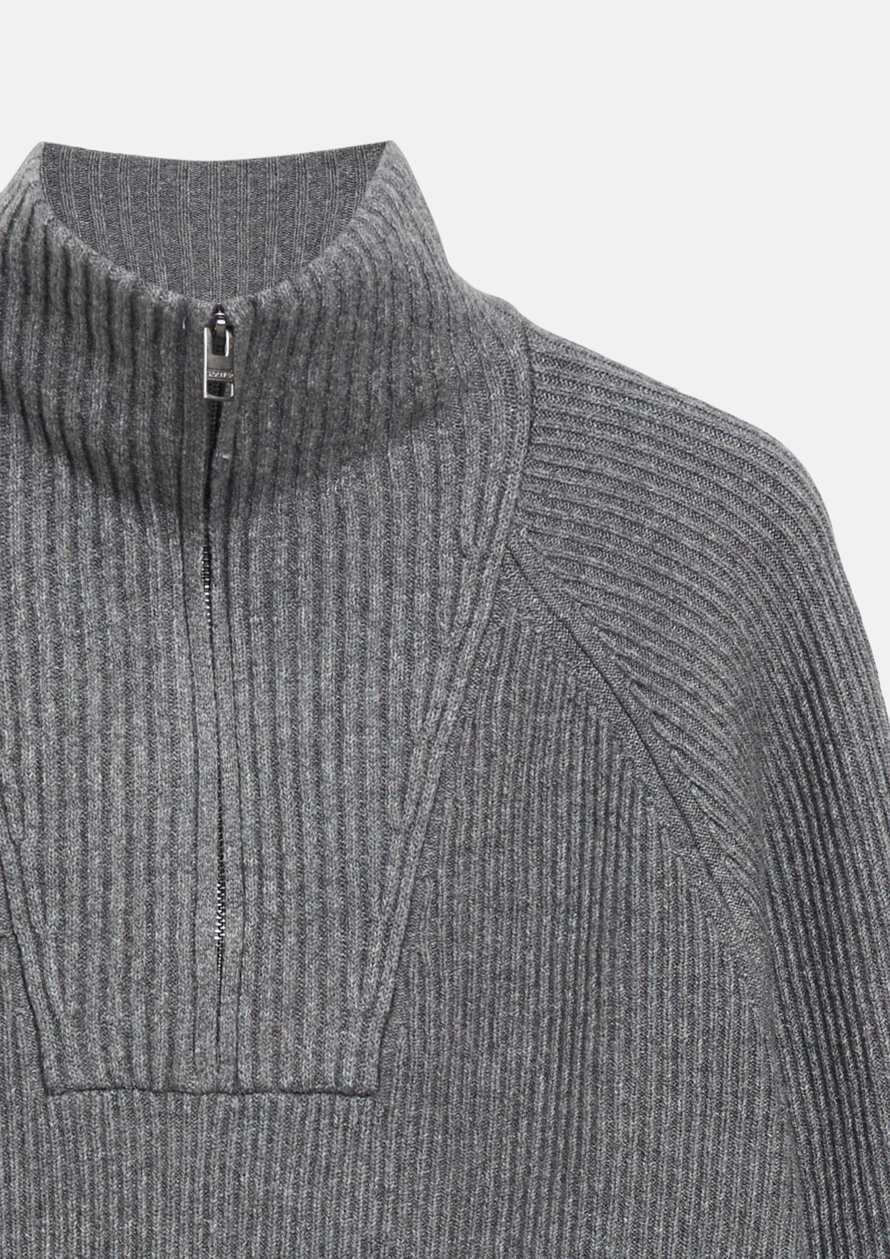 Hommes Pull-over à col roulé en maille douce avec motif côtelé en gris de s.Oliver