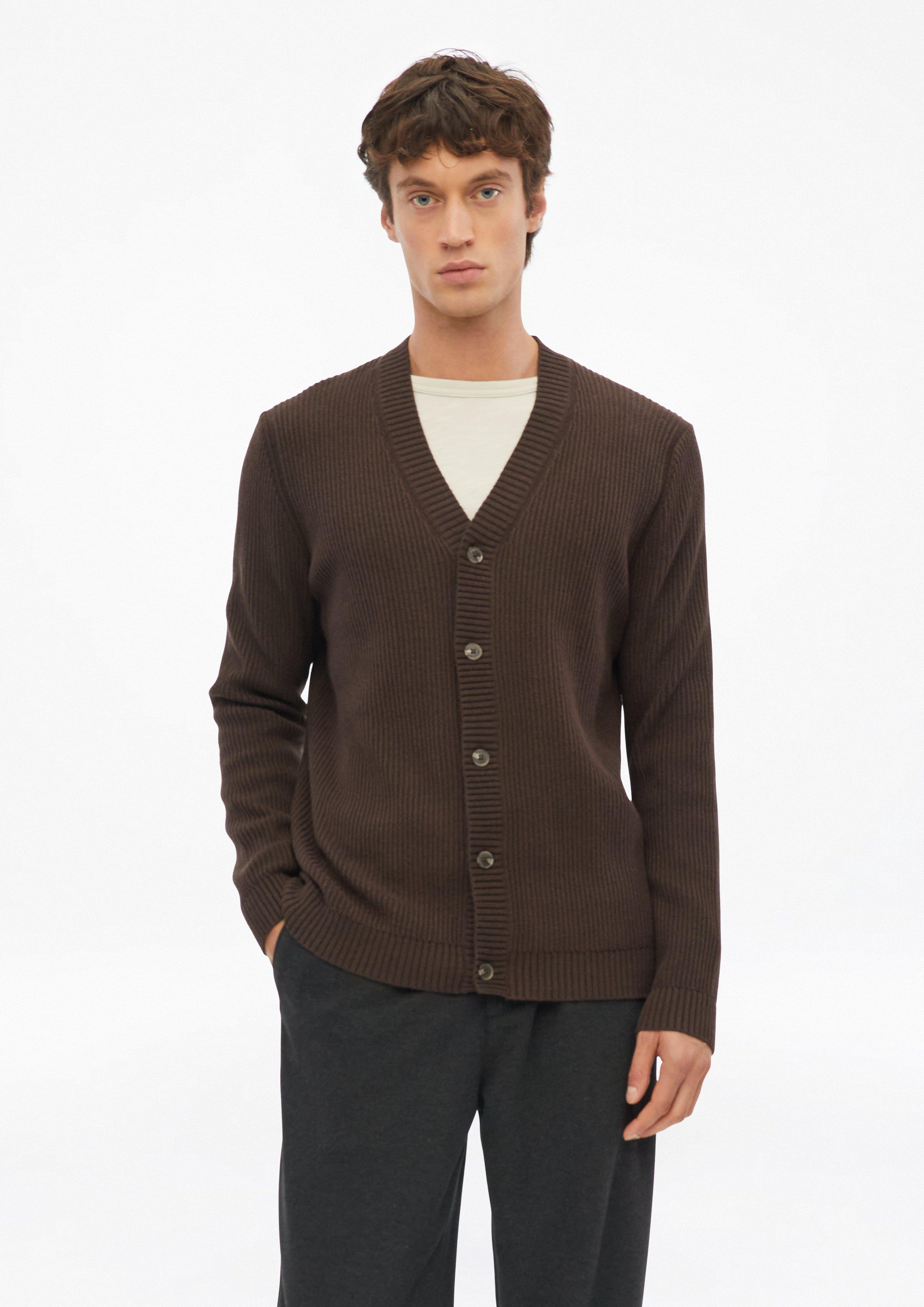 Weiche Strickjacke mit Rippstruktur in Farbe dunkelbraun von s.Oliver