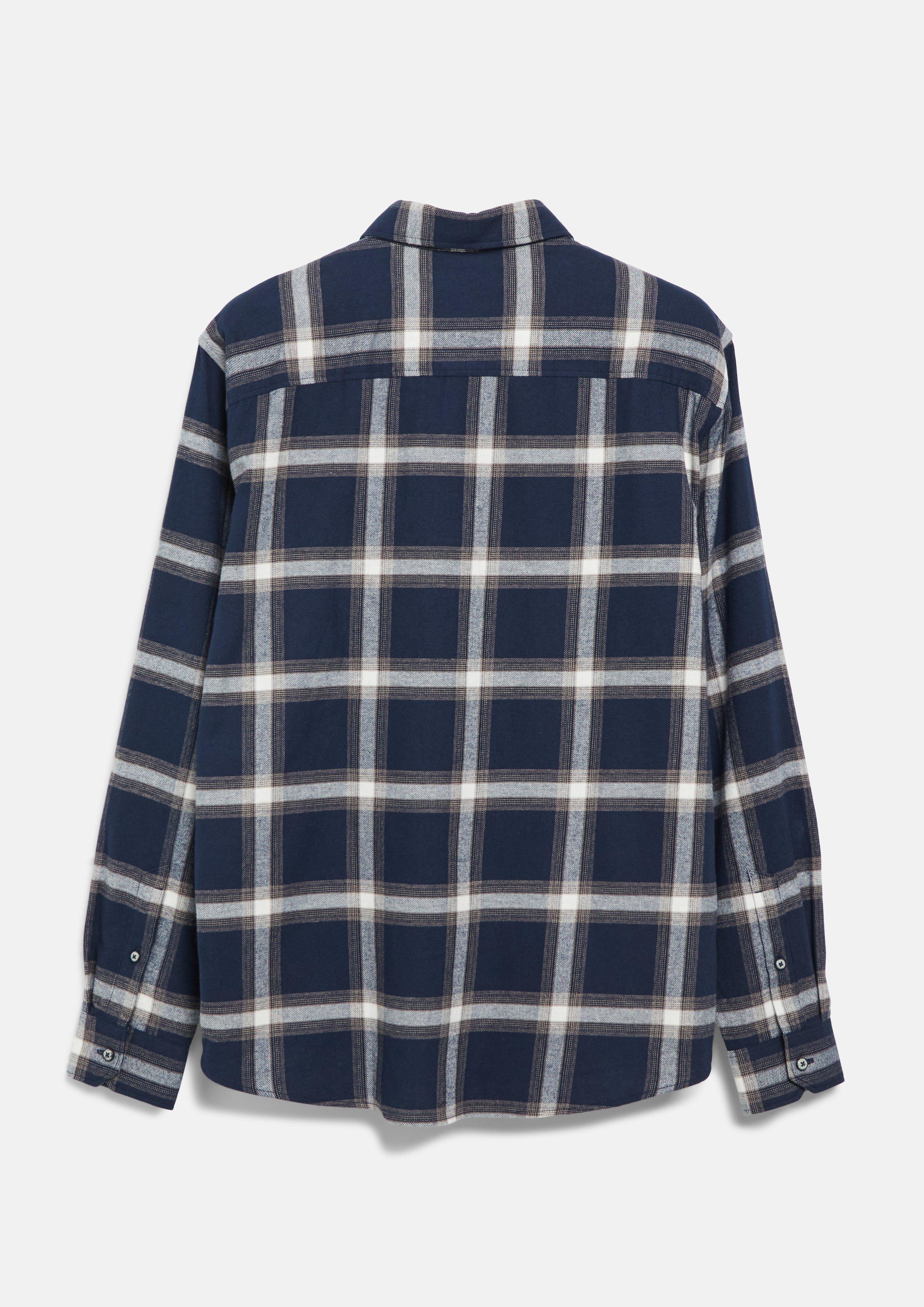 Men Regular Fit: Checked flannel shirt with button-down collar in blue by s.Oliver
