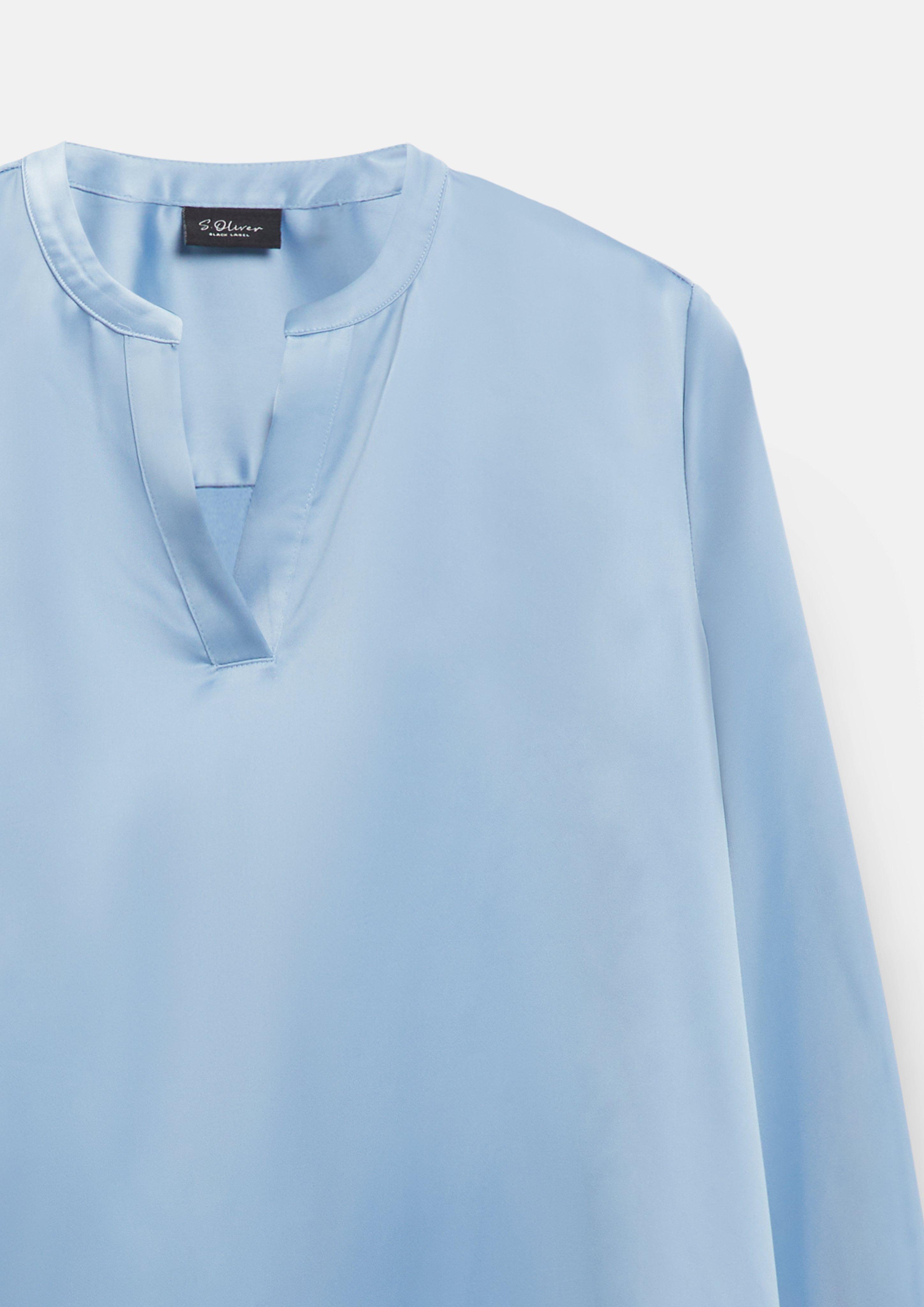 Damen Satinbluse mit Tunikaausschnitt in blau von s.Oliver BLACK LABEL