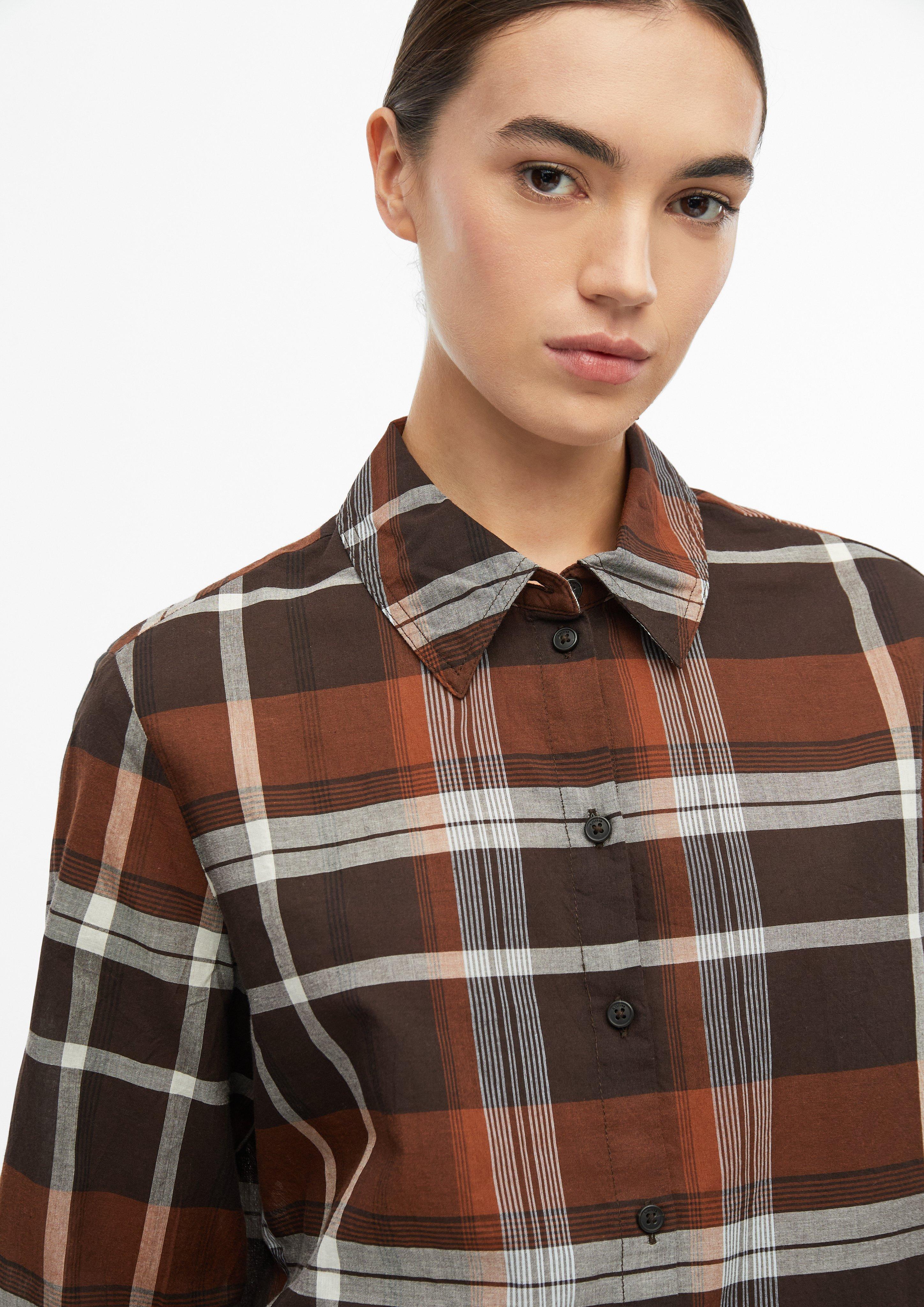 Damen Leichte Karo-Bluse im Relaxed Fit in braun von s.Oliver
