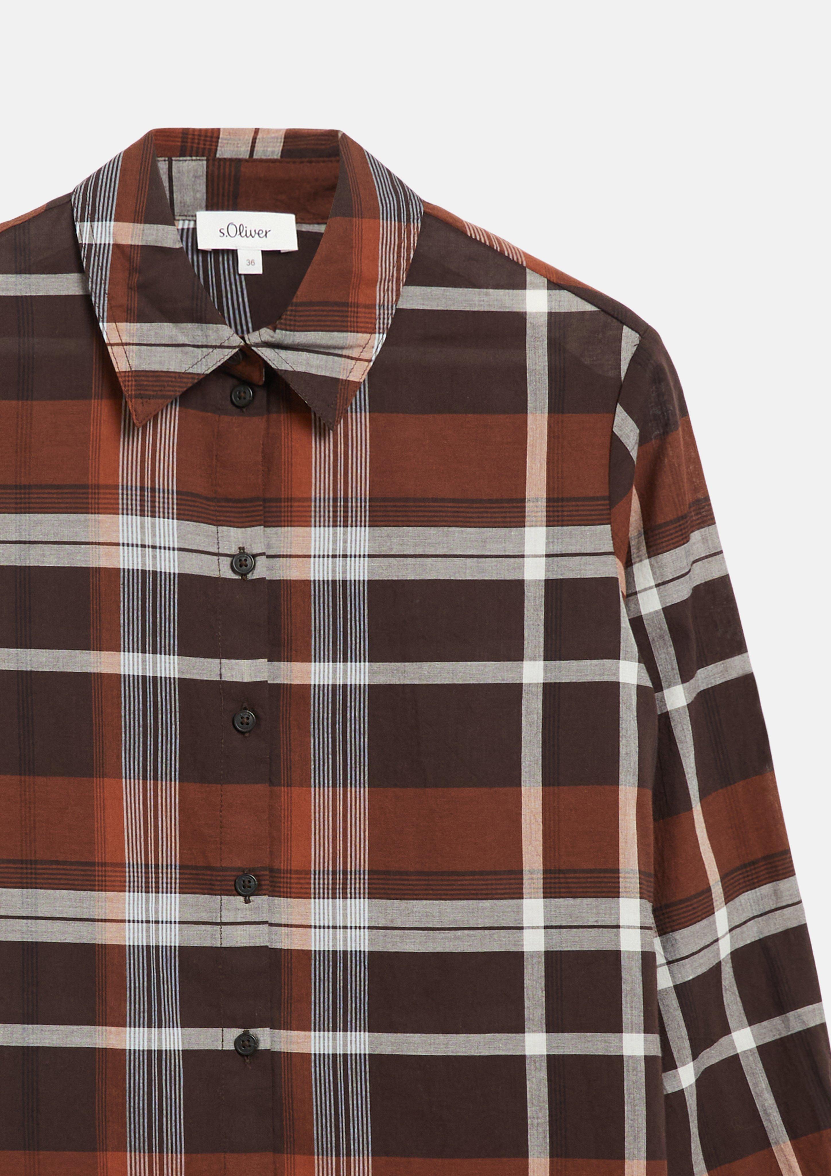 Damen Leichte Karo-Bluse im Relaxed Fit in braun von s.Oliver