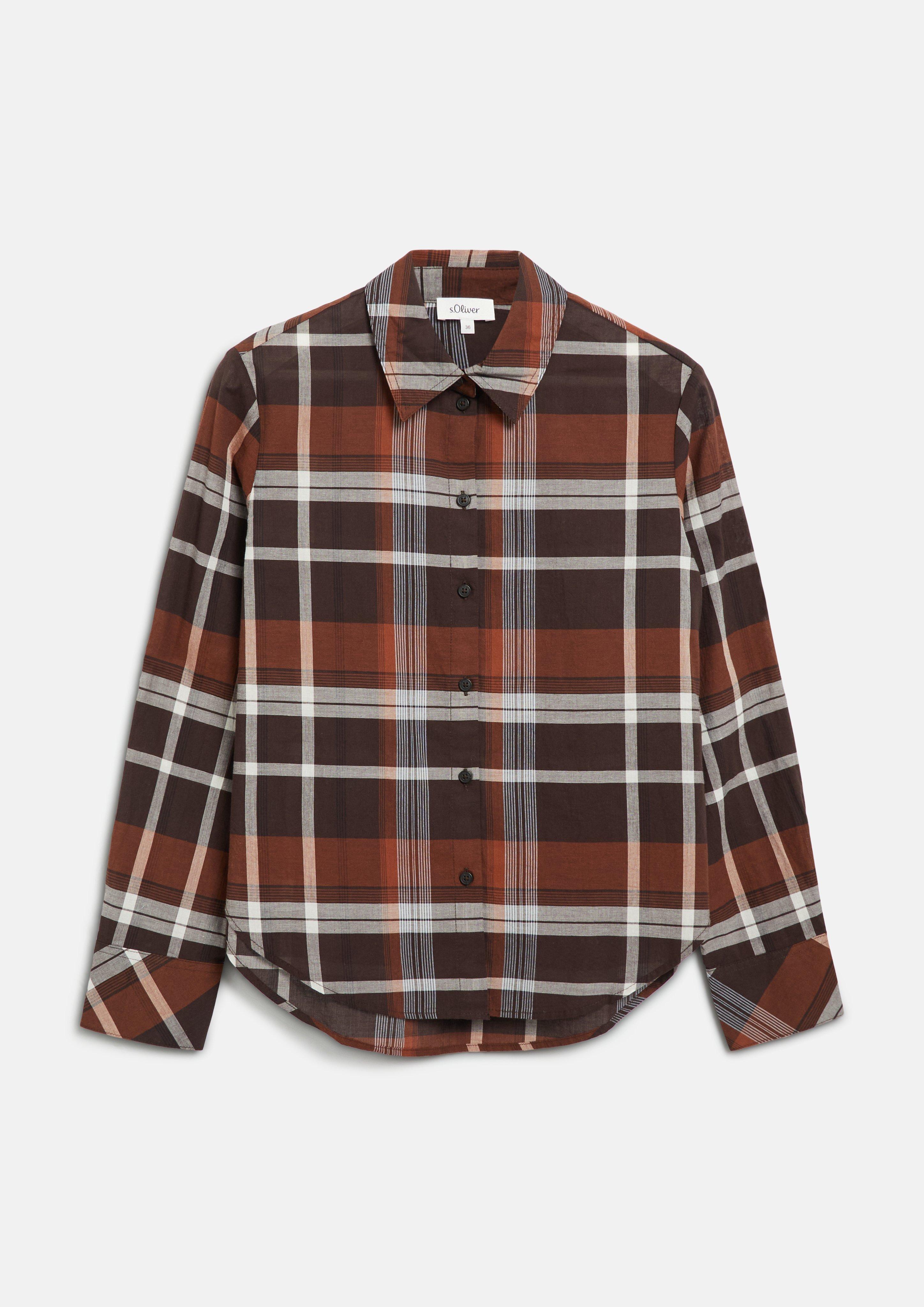 Damen Leichte Karo-Bluse im Relaxed Fit in braun von s.Oliver