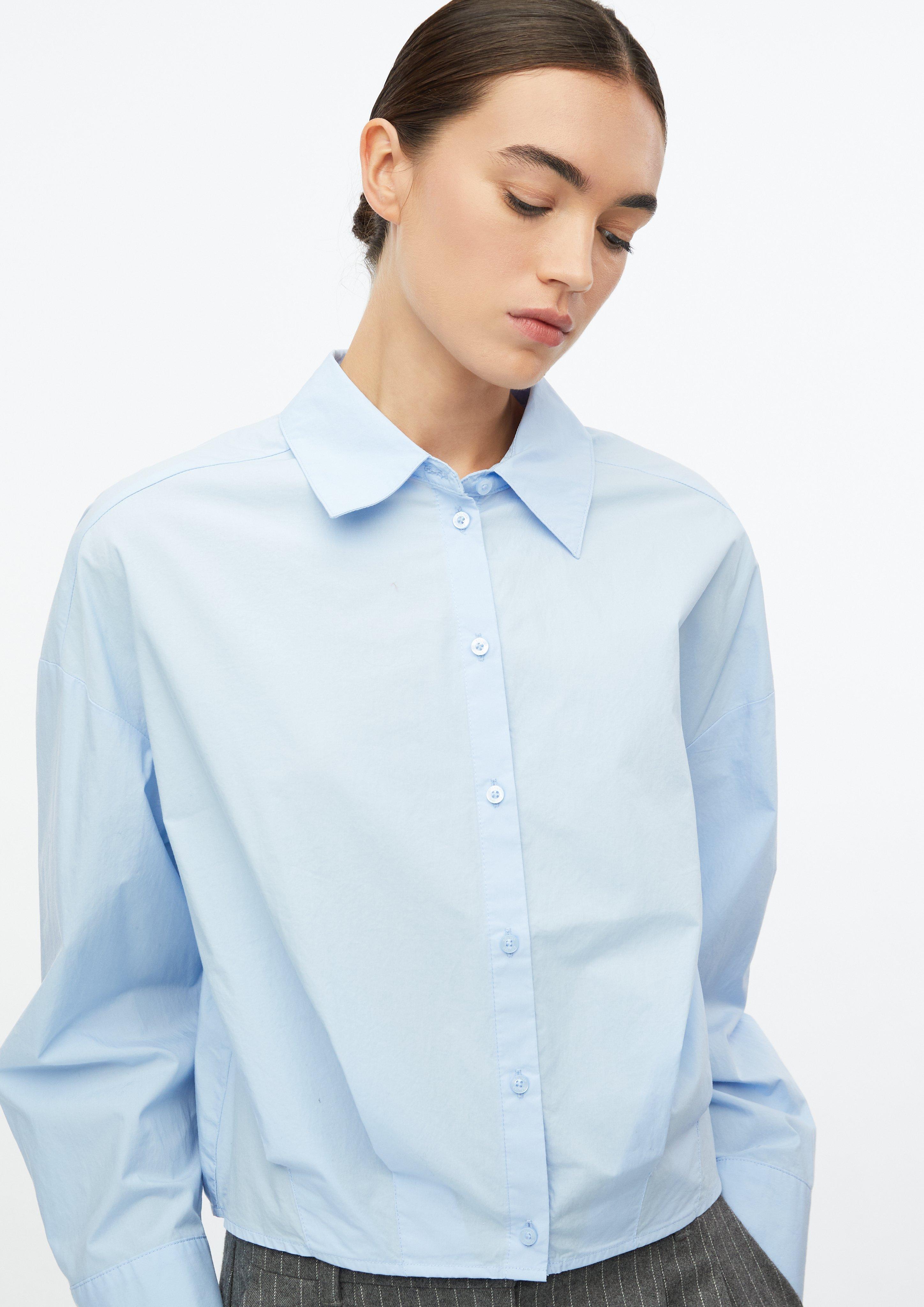 Damen s.Oliver x Heidi Klum: Popeline-Bluse im Relaxed Fit in blau von s.Oliver