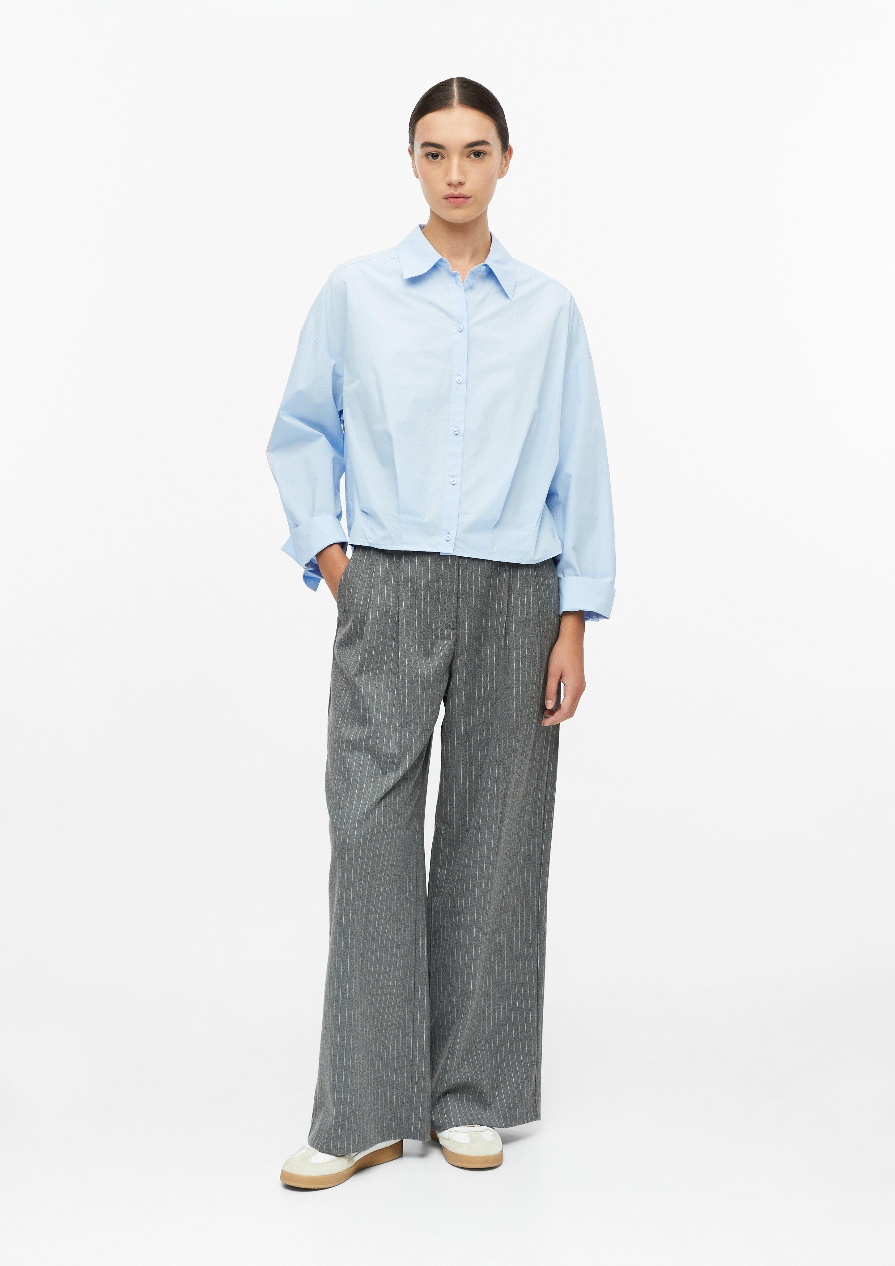 Damen s.Oliver x Heidi Klum: Popeline-Bluse im Relaxed Fit in blau von s.Oliver