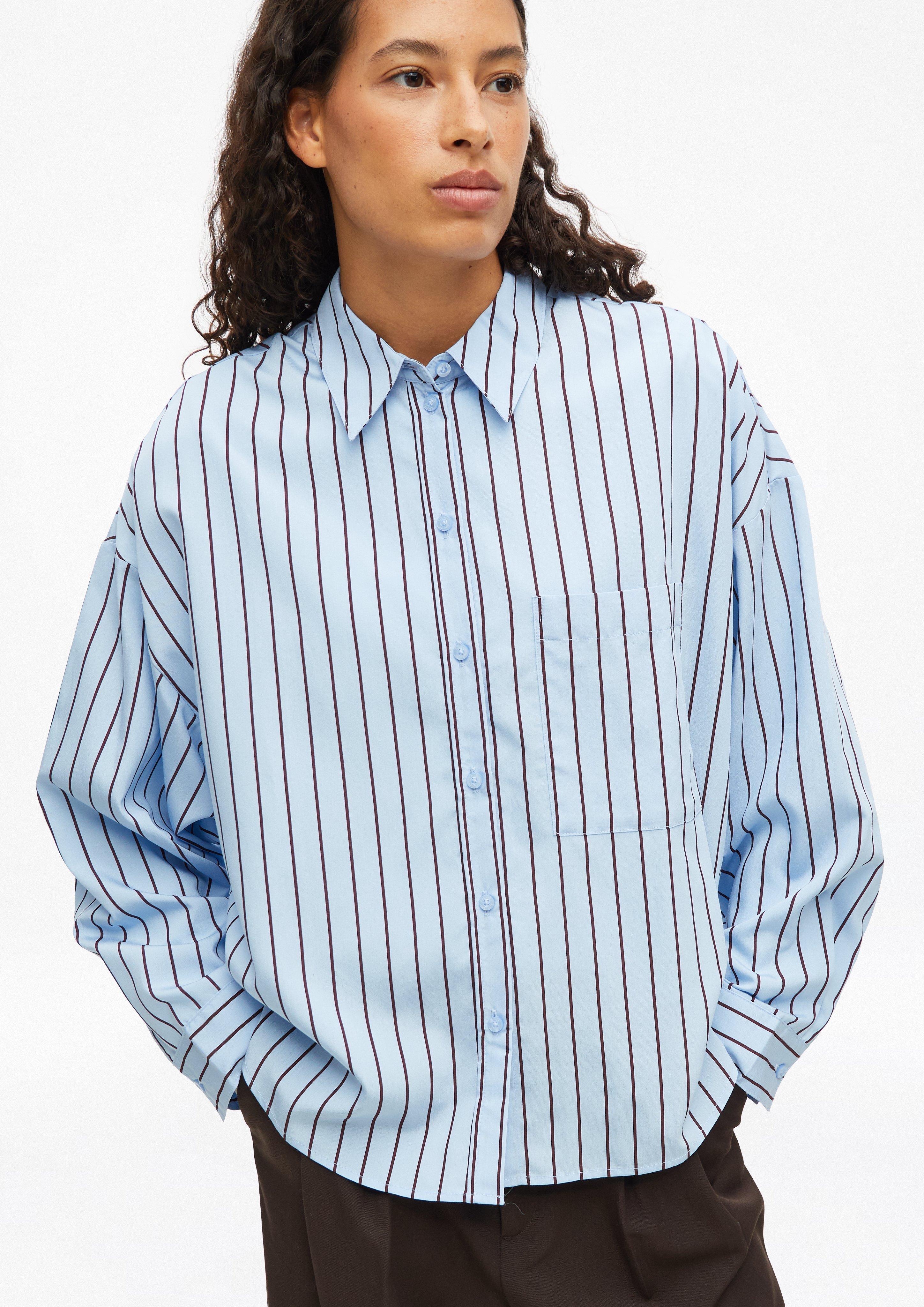 Damen s.Oliver x Heidi Klum: Gestreifte Bluse im Relaxed Fit in blau von s.Oliver