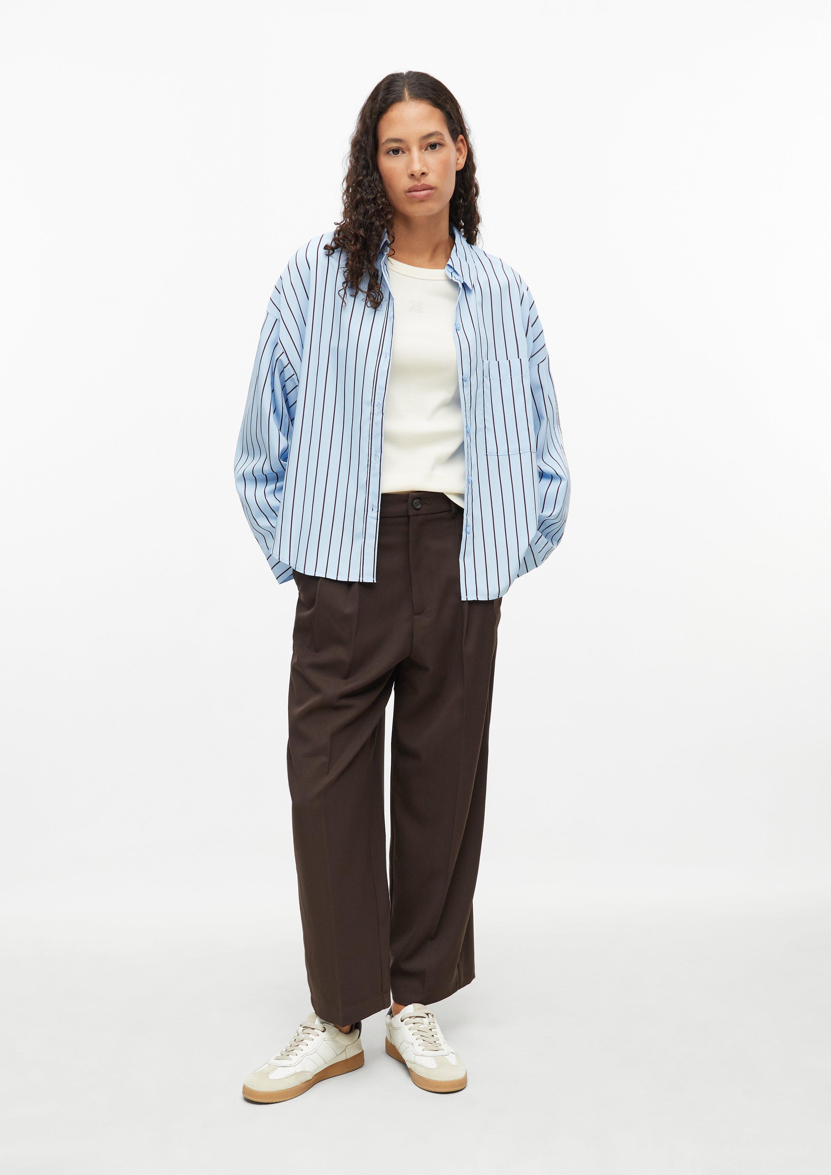 Damen s.Oliver x Heidi Klum: Gestreifte Bluse im Relaxed Fit in blau von s.Oliver