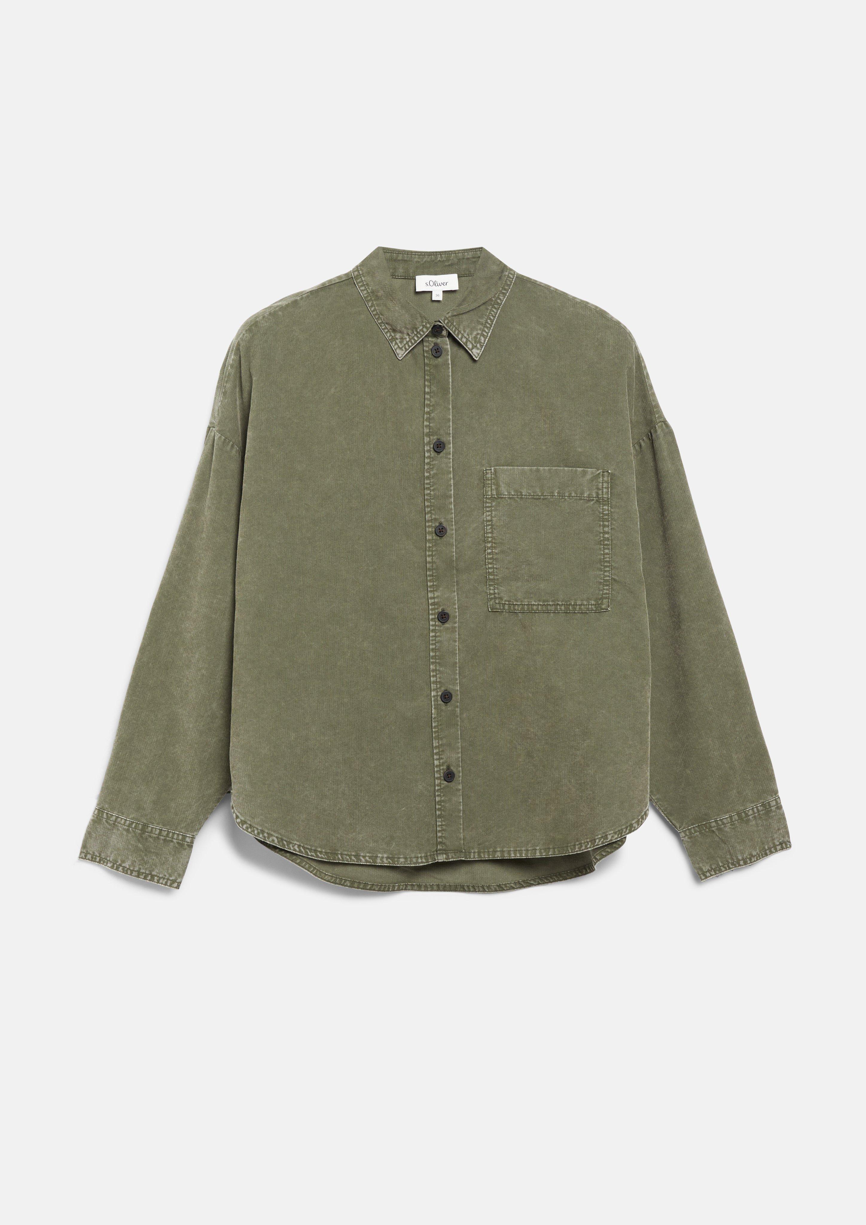 Chemisier en velours côtelé doux, coupe oversize en vert olive de s.Oliver
