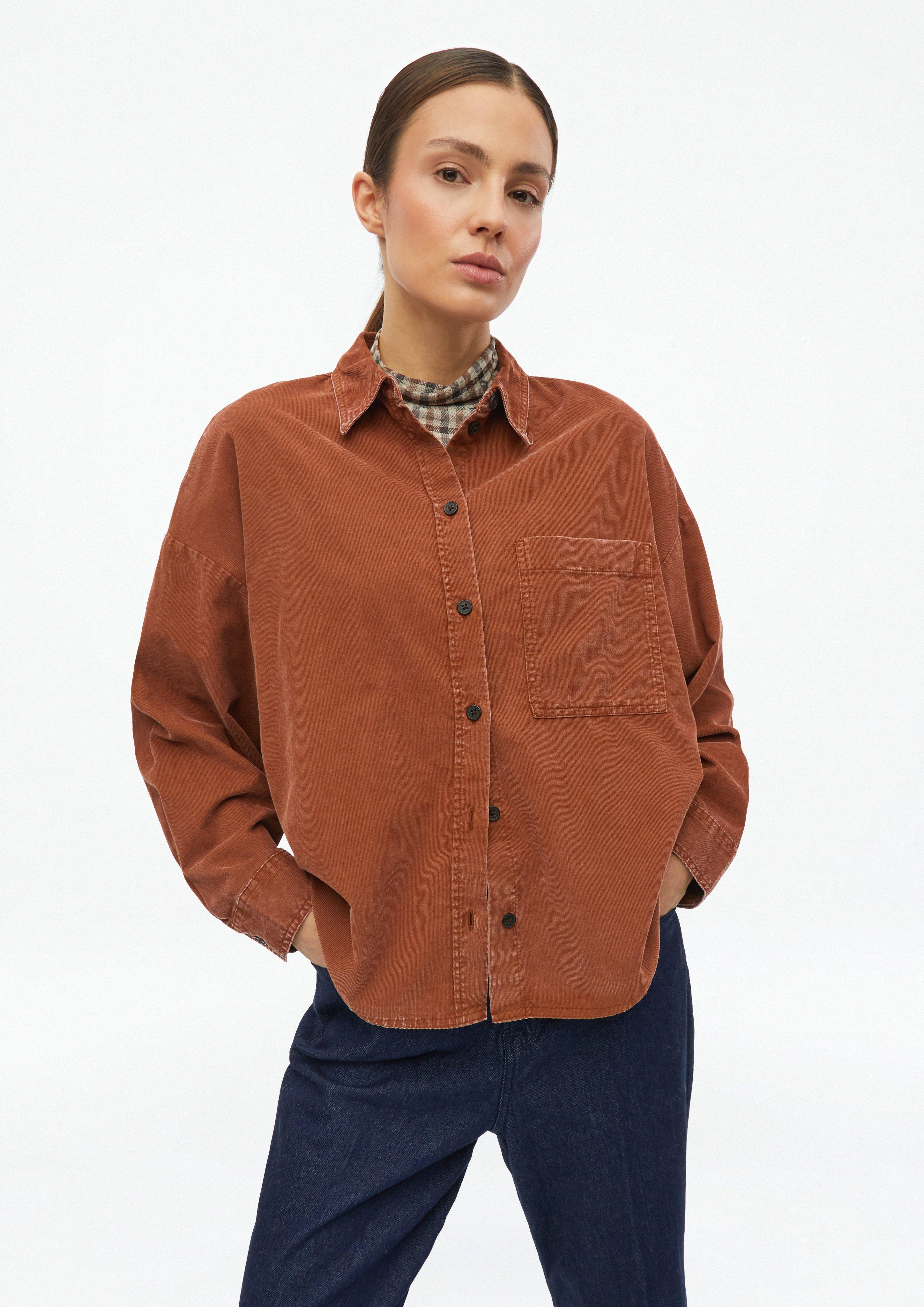 Mäkká oversized menčestrová blúzka vo farbe terakota od s.Oliver