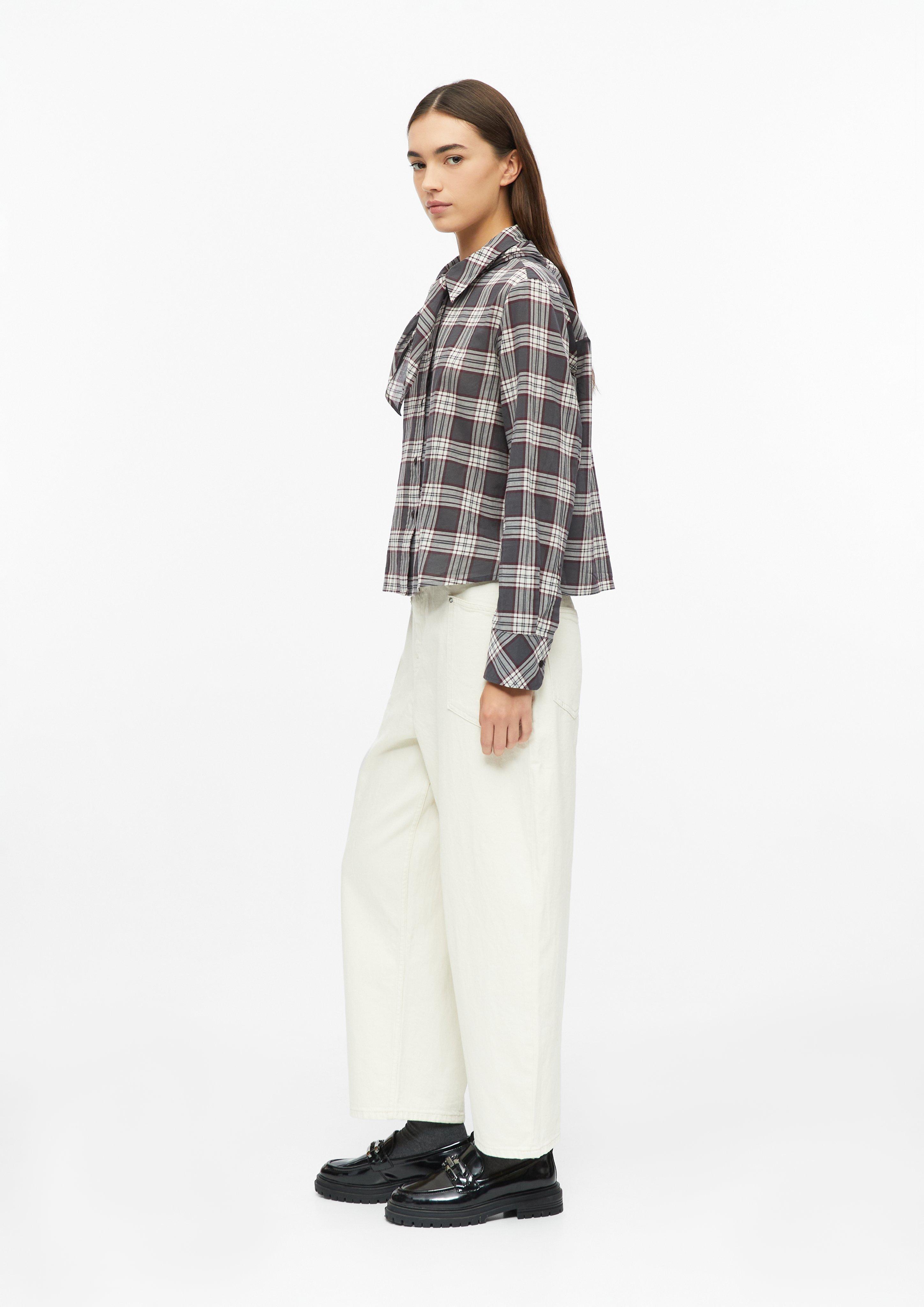 Damen Leichte Karo-Bluse mit abnehmbarem Dreieckstuch in creme von s.Oliver