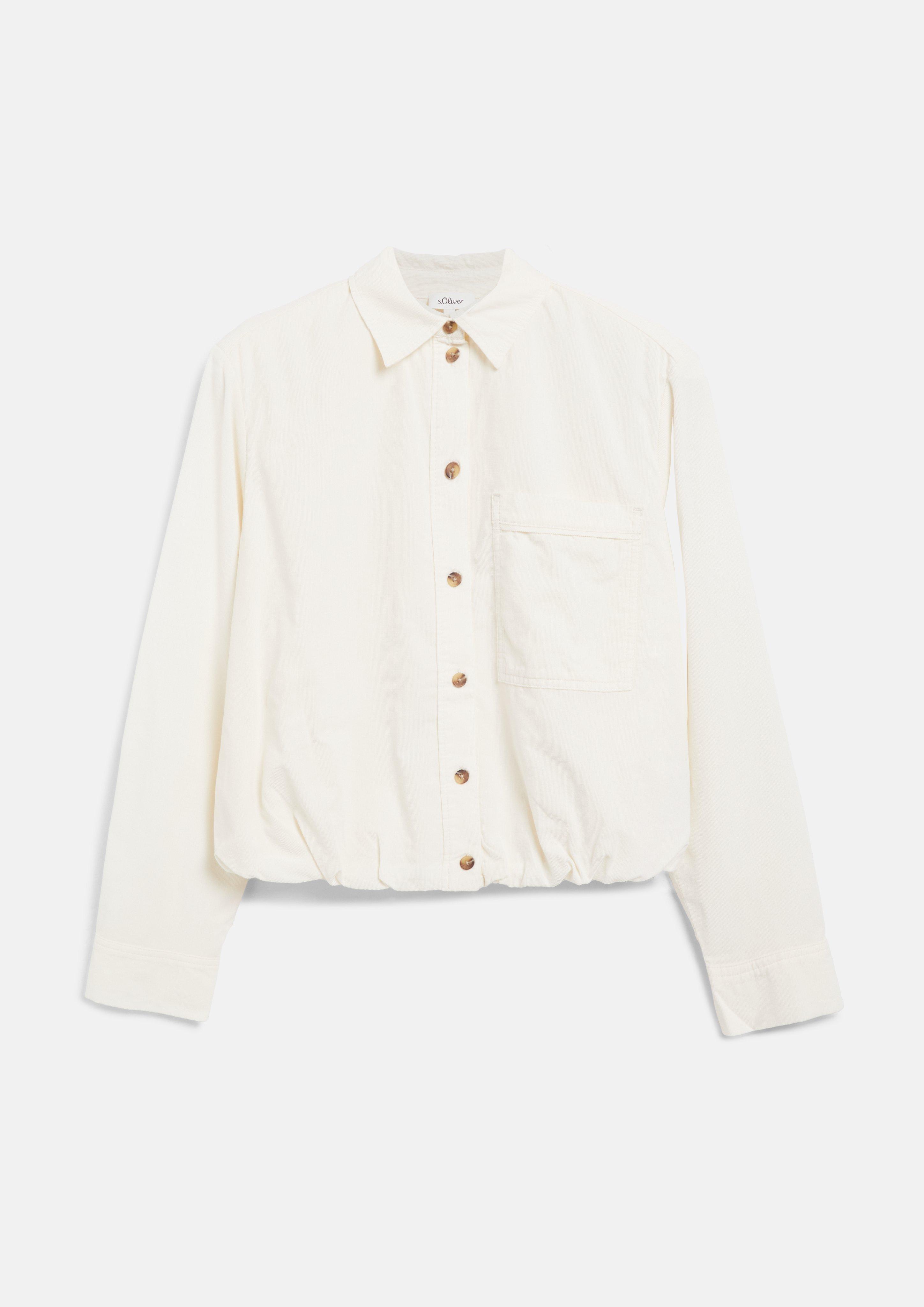Feincord-Bluse mit Ballon-Saum in Farbe creme von s.Oliver