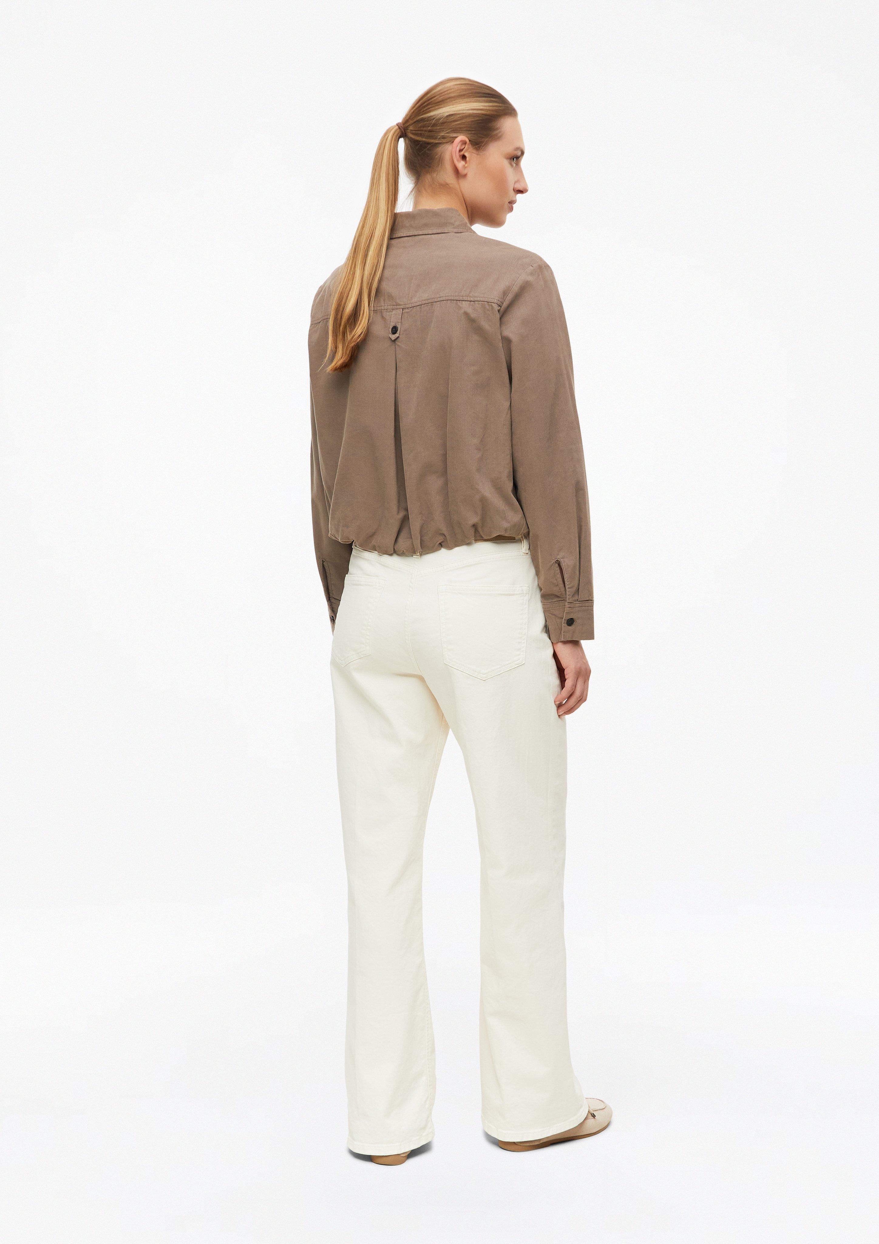 Damen Feincord-Bluse mit Ballon-Saum in braun von s.Oliver