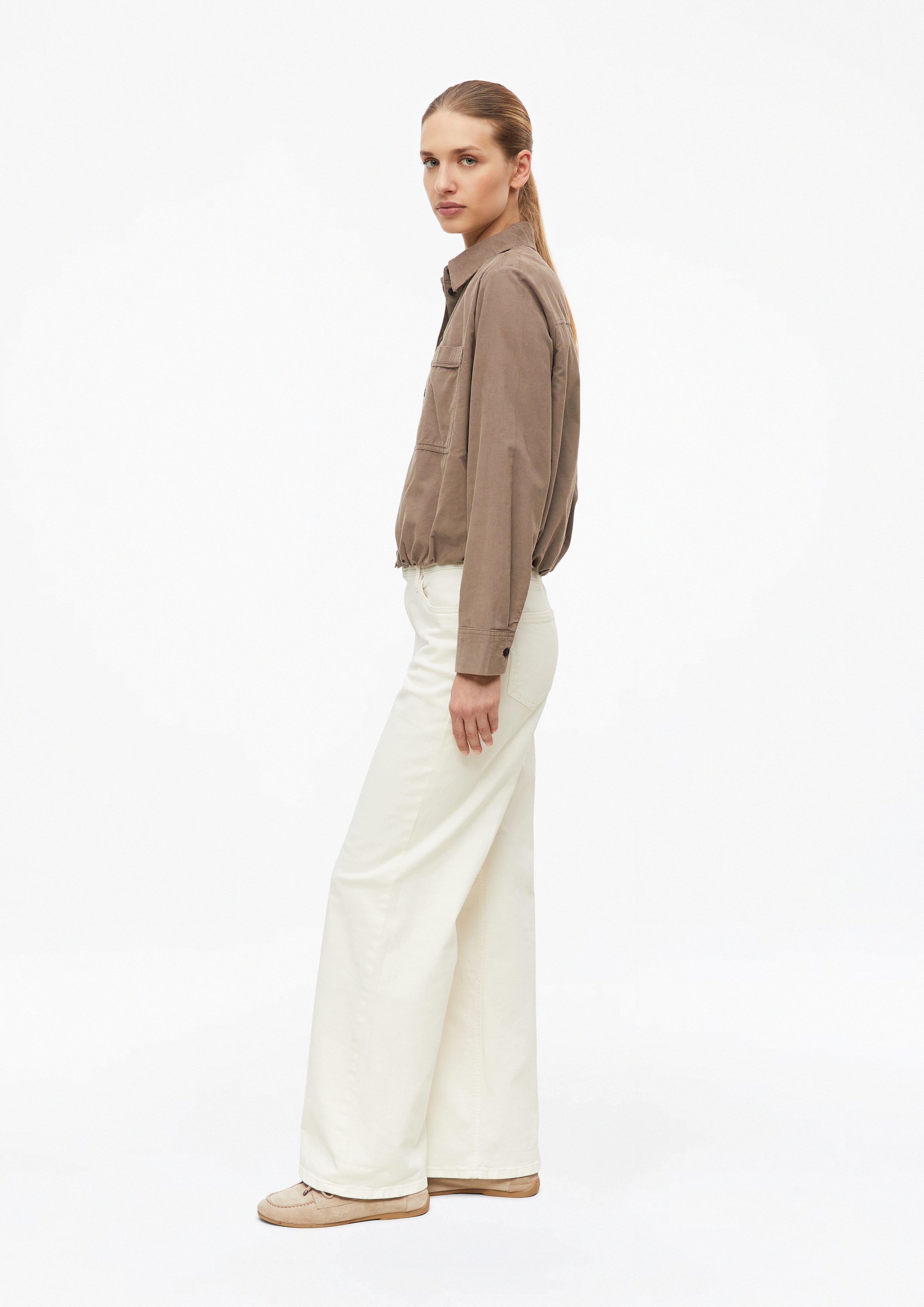 Damen Feincord-Bluse mit Ballon-Saum in braun von s.Oliver