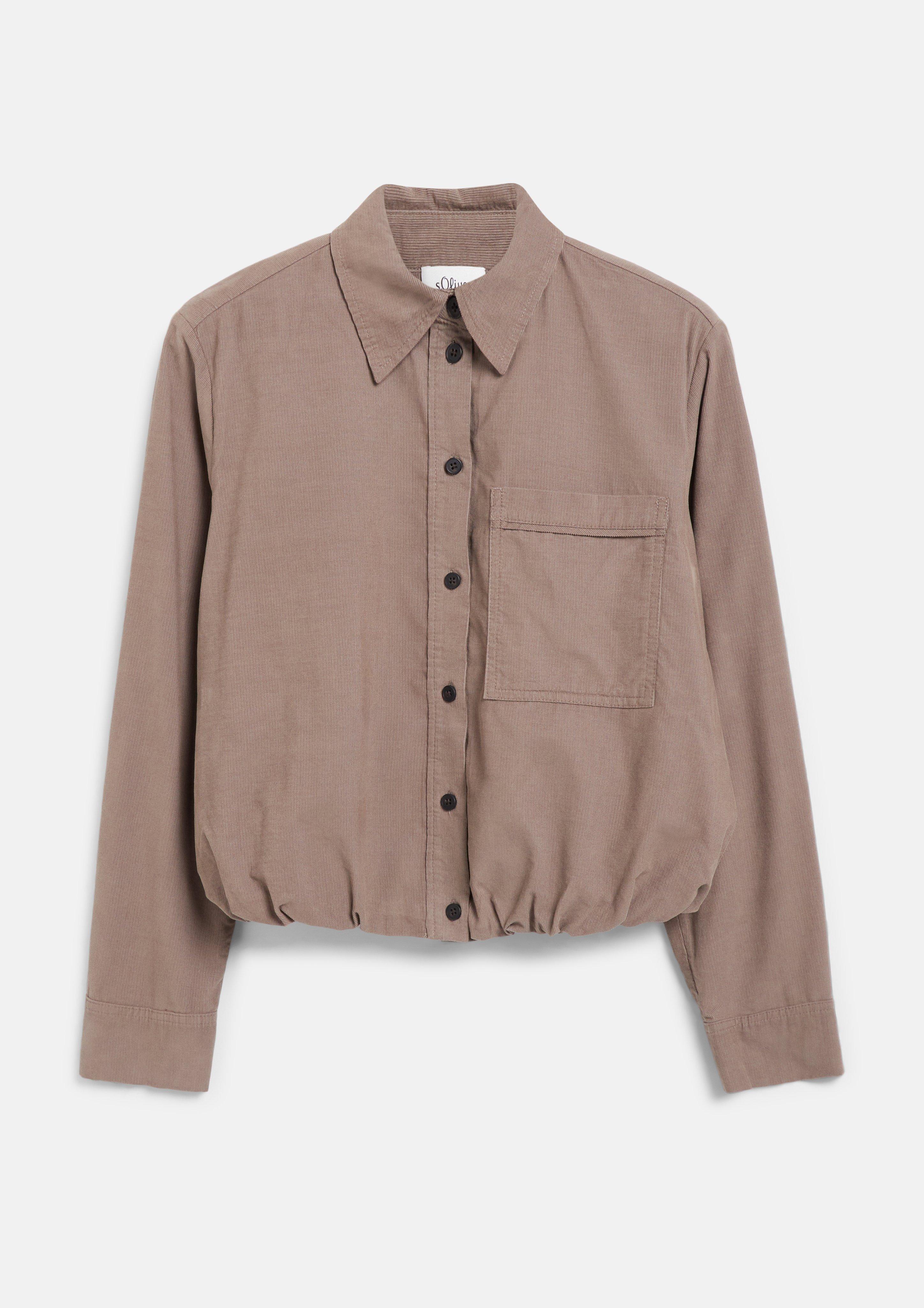 Damen Feincord-Bluse mit Ballon-Saum in braun von s.Oliver
