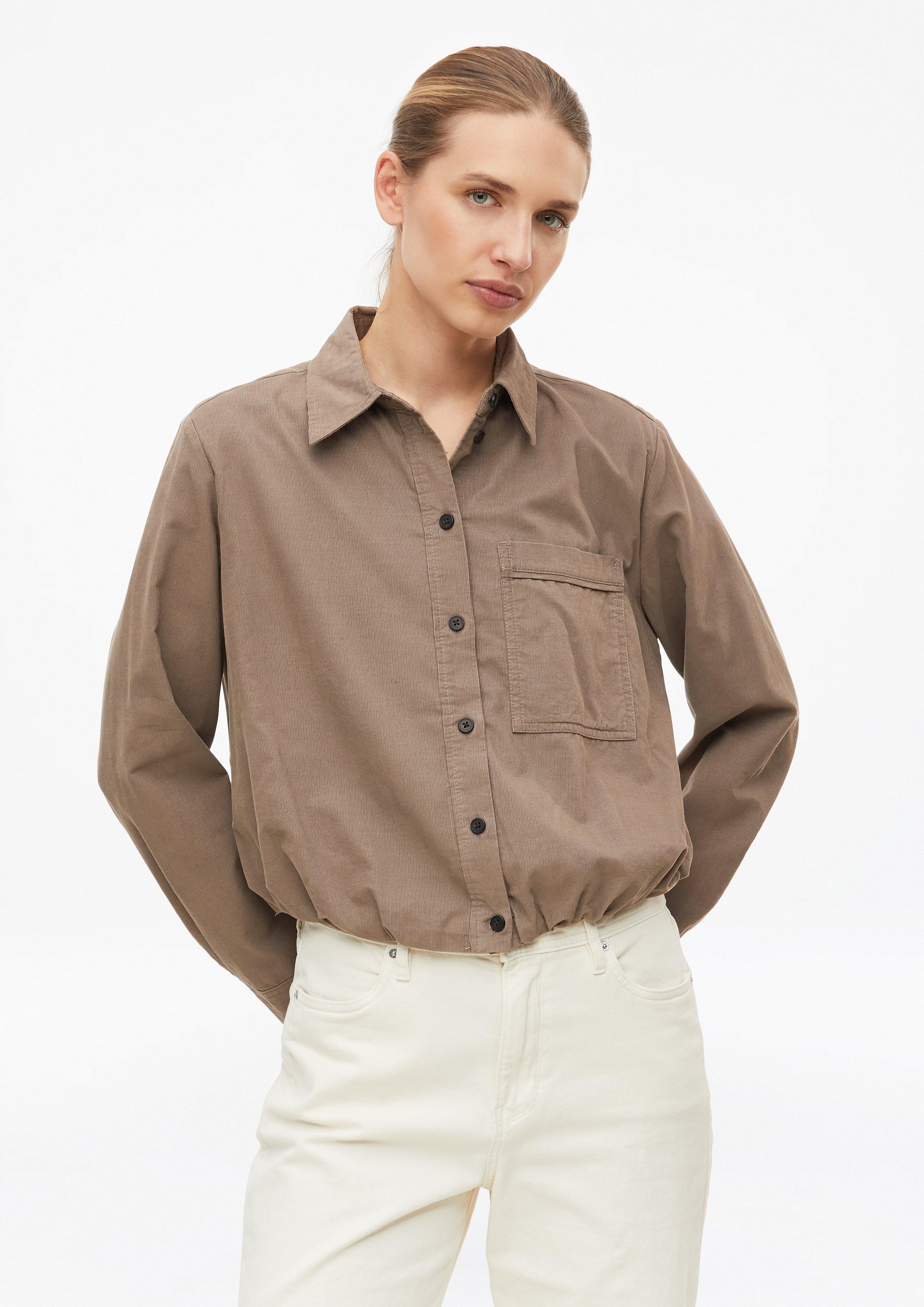 Damen Feincord-Bluse mit Ballon-Saum in braun von s.Oliver