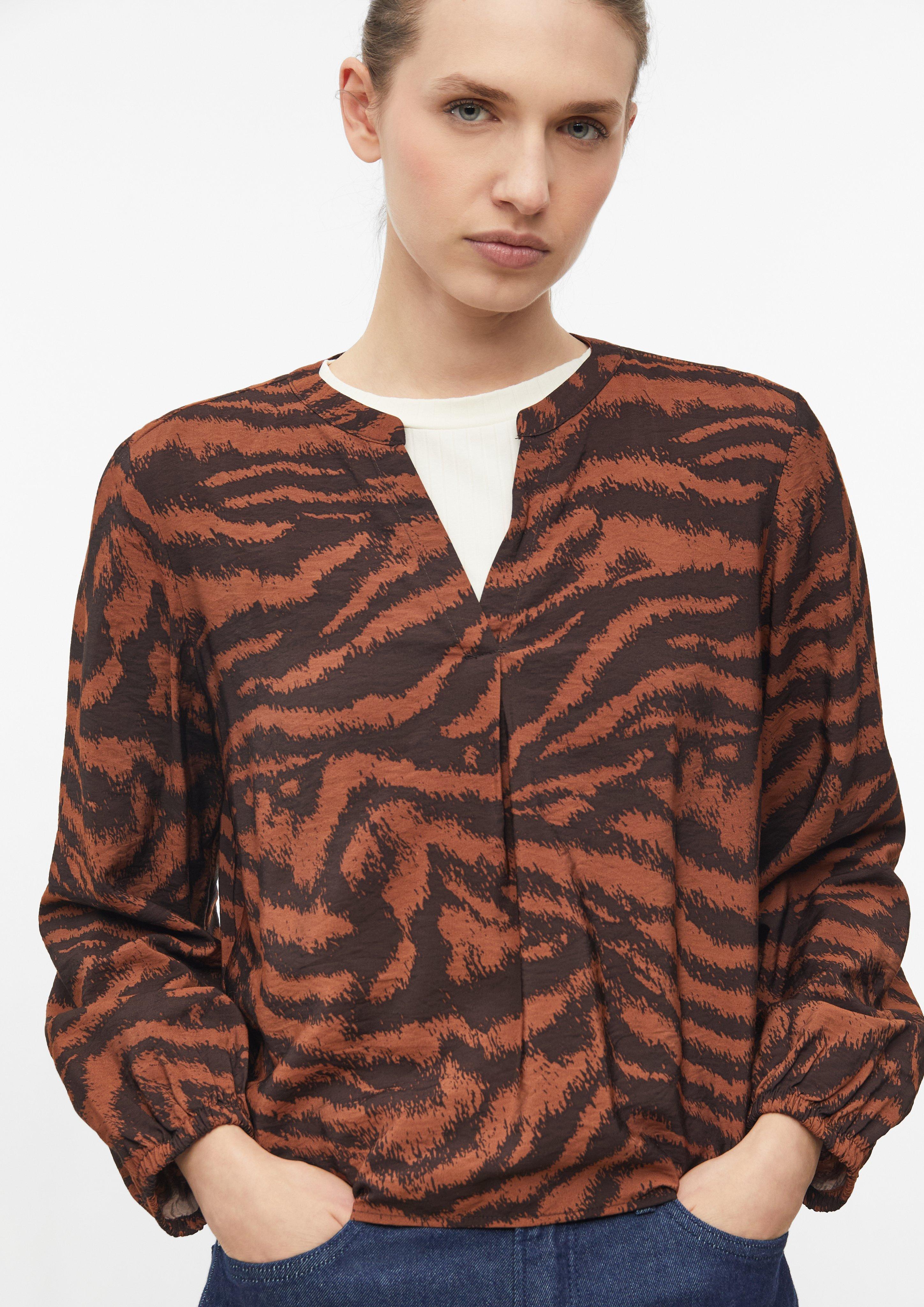 Women Blouse with Animal Print and Ruffles in orange by s.Oliver