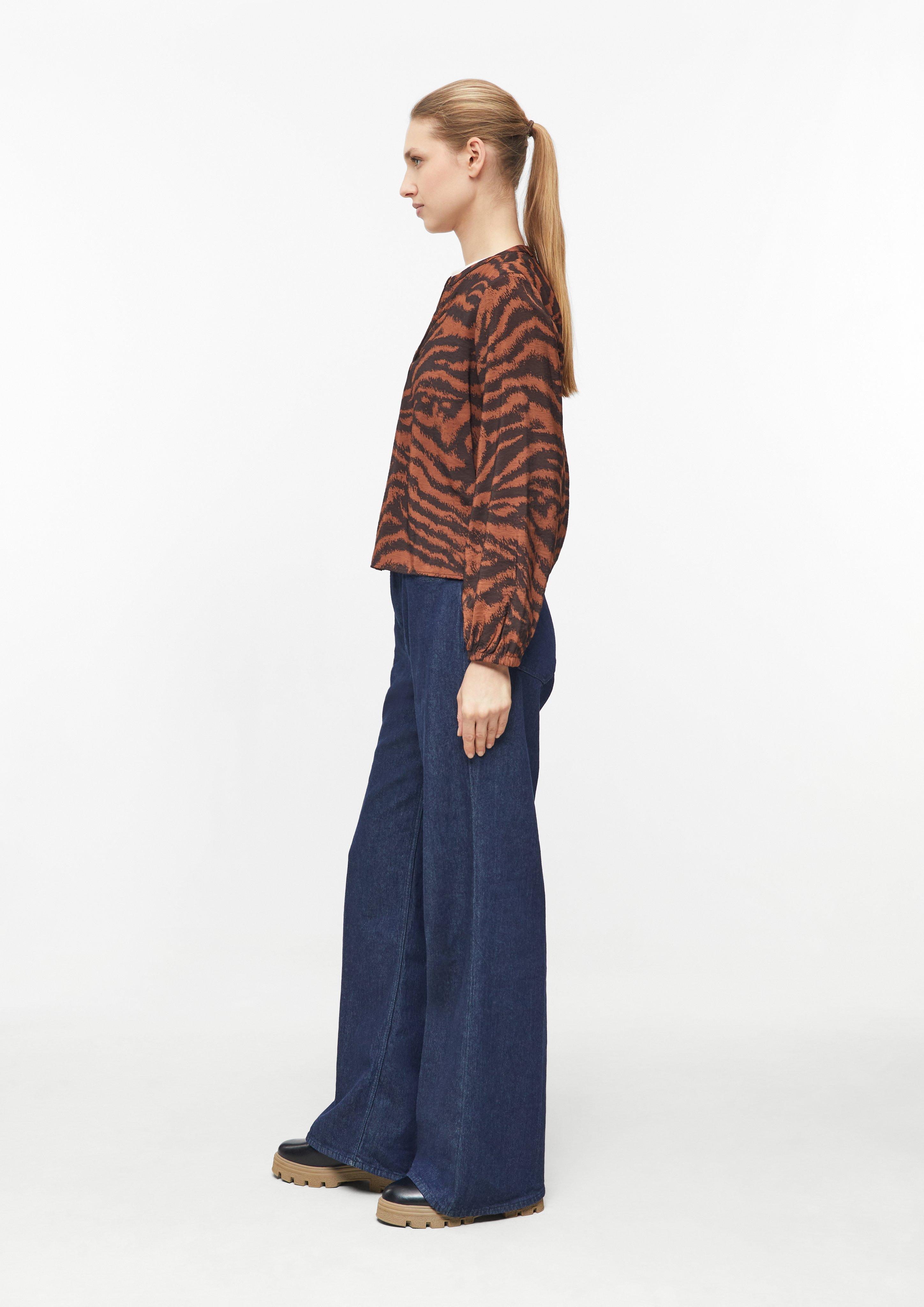 Women Blouse with Animal Print and Ruffles in orange by s.Oliver
