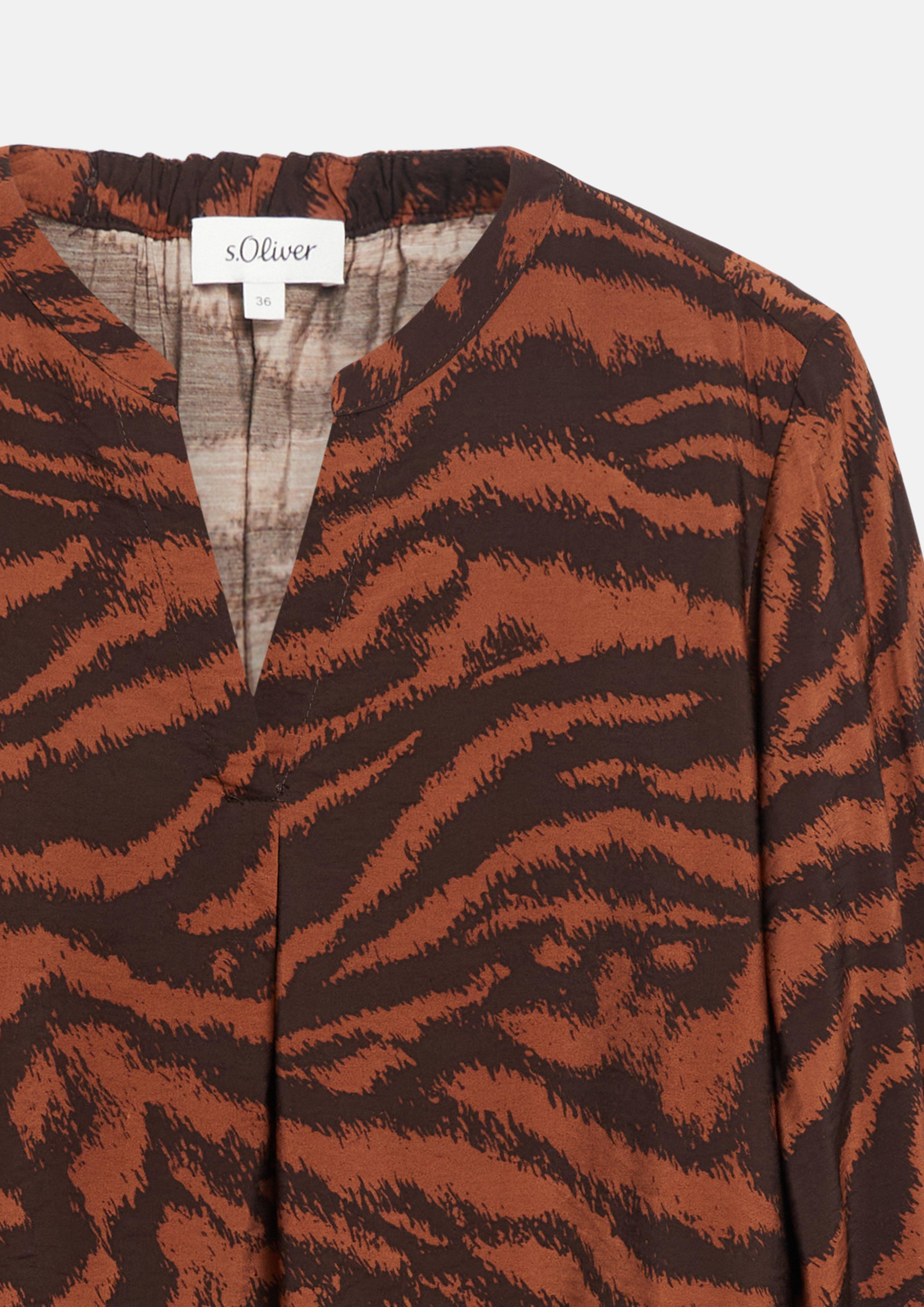 Women Blouse with Animal Print and Ruffles in orange by s.Oliver