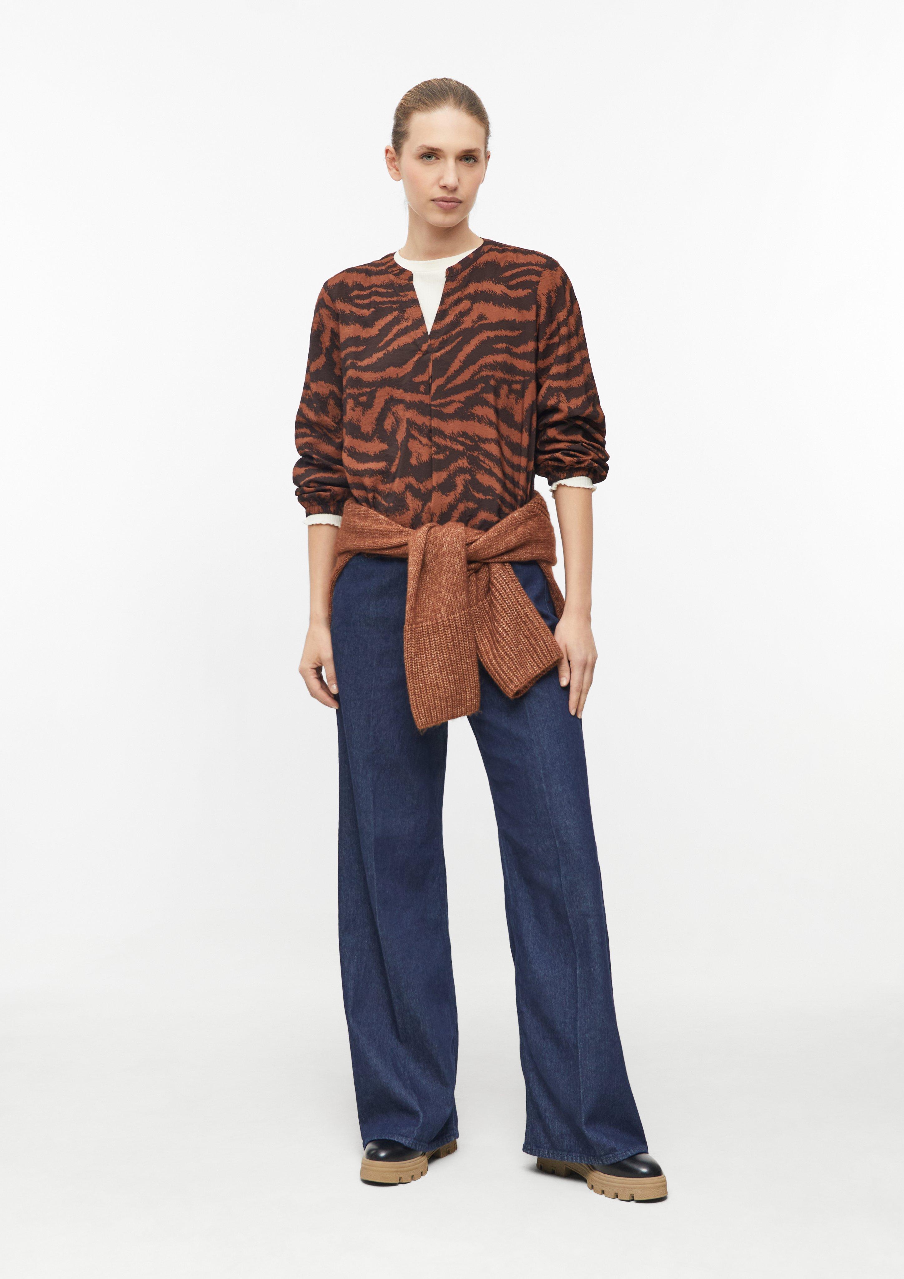 Women Blouse with Animal Print and Ruffles in orange by s.Oliver