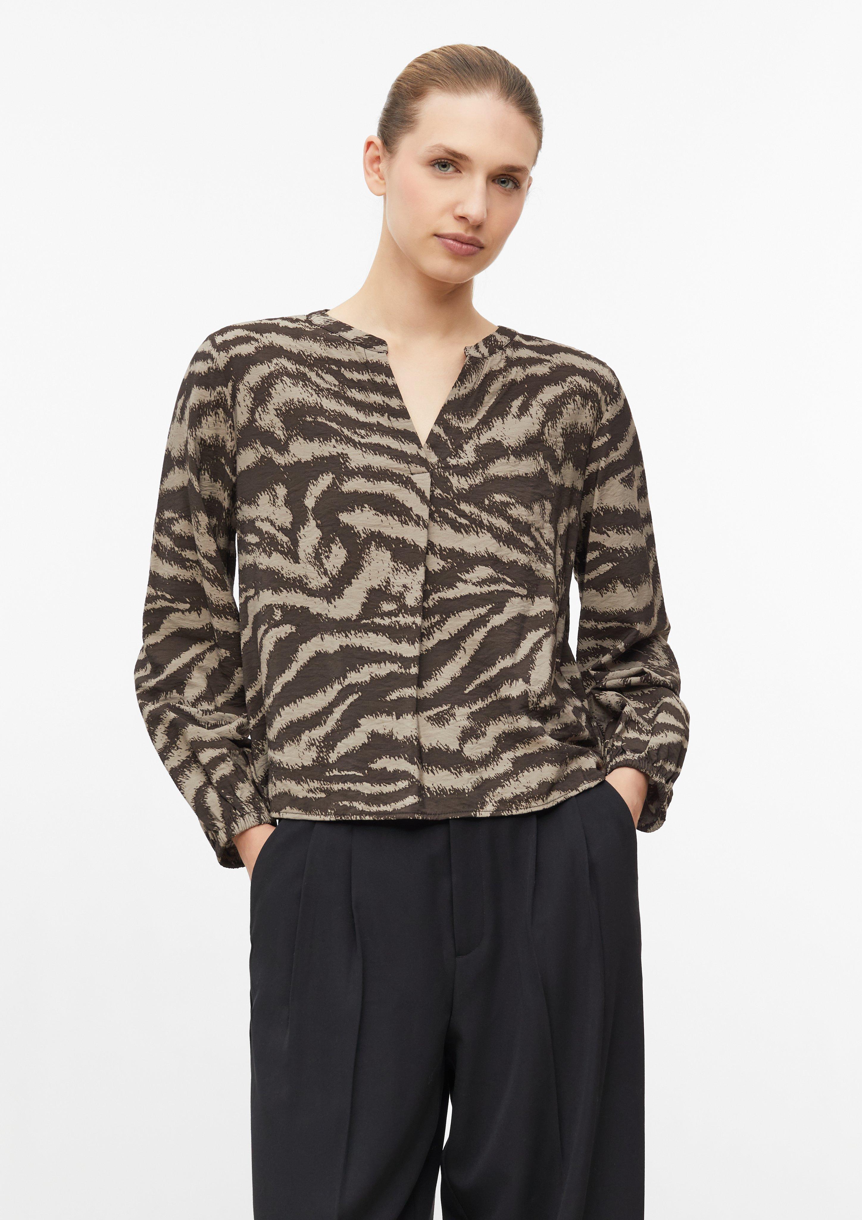 Bluse mit Animal-Print und Raffung in Farbe beige von s.Oliver