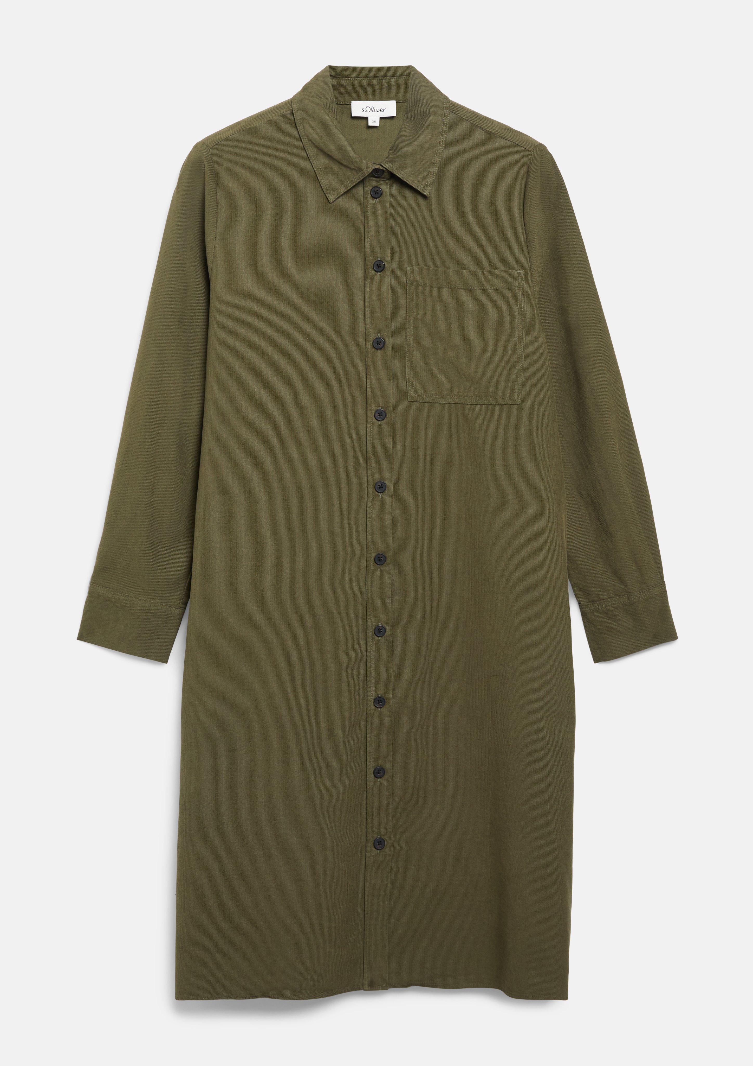 Robe en velours côtelé doux avec poches latérales en vert olive de s.Oliver
