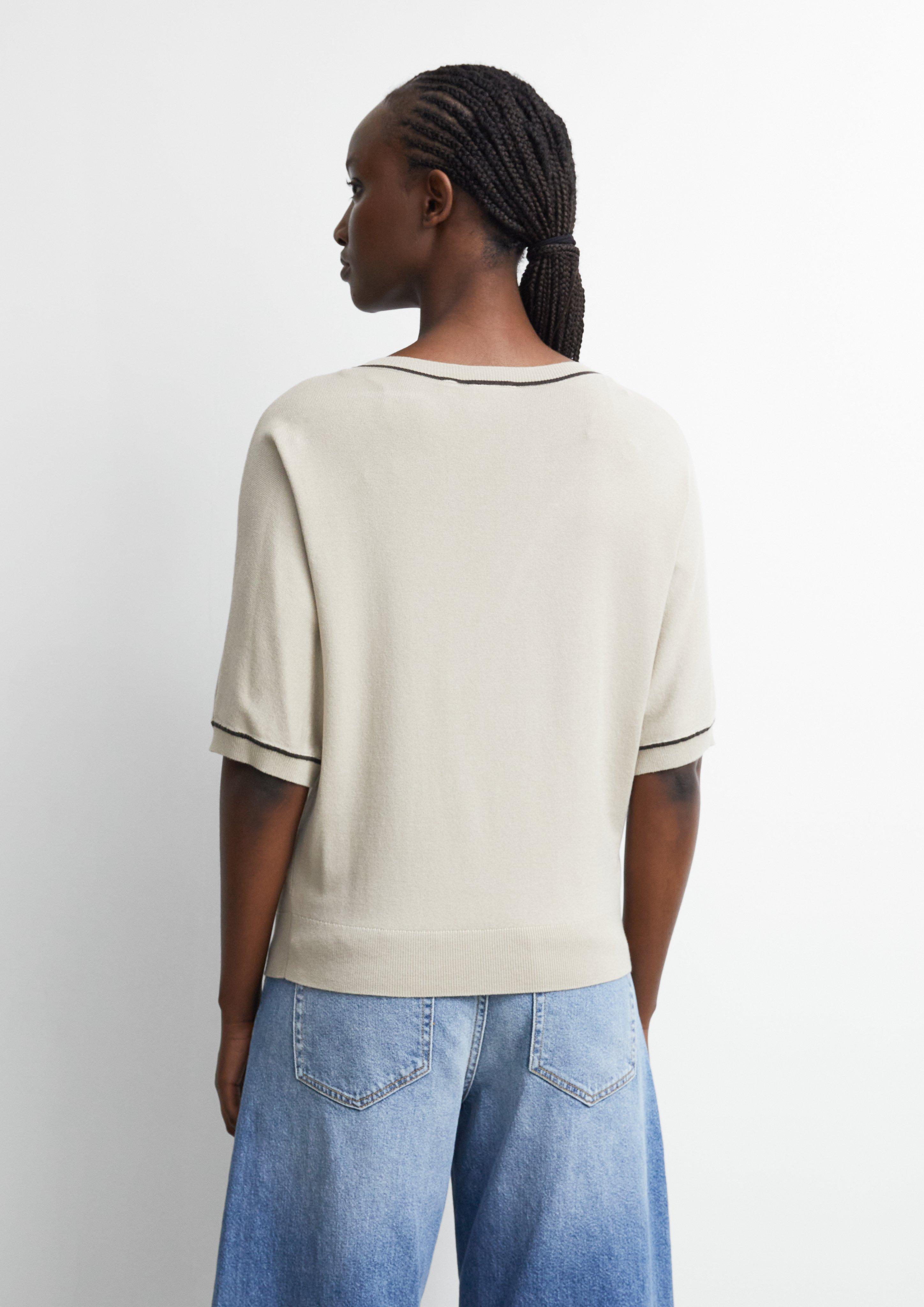 Women Fine-knit shirt with contrasting details in beige by comma