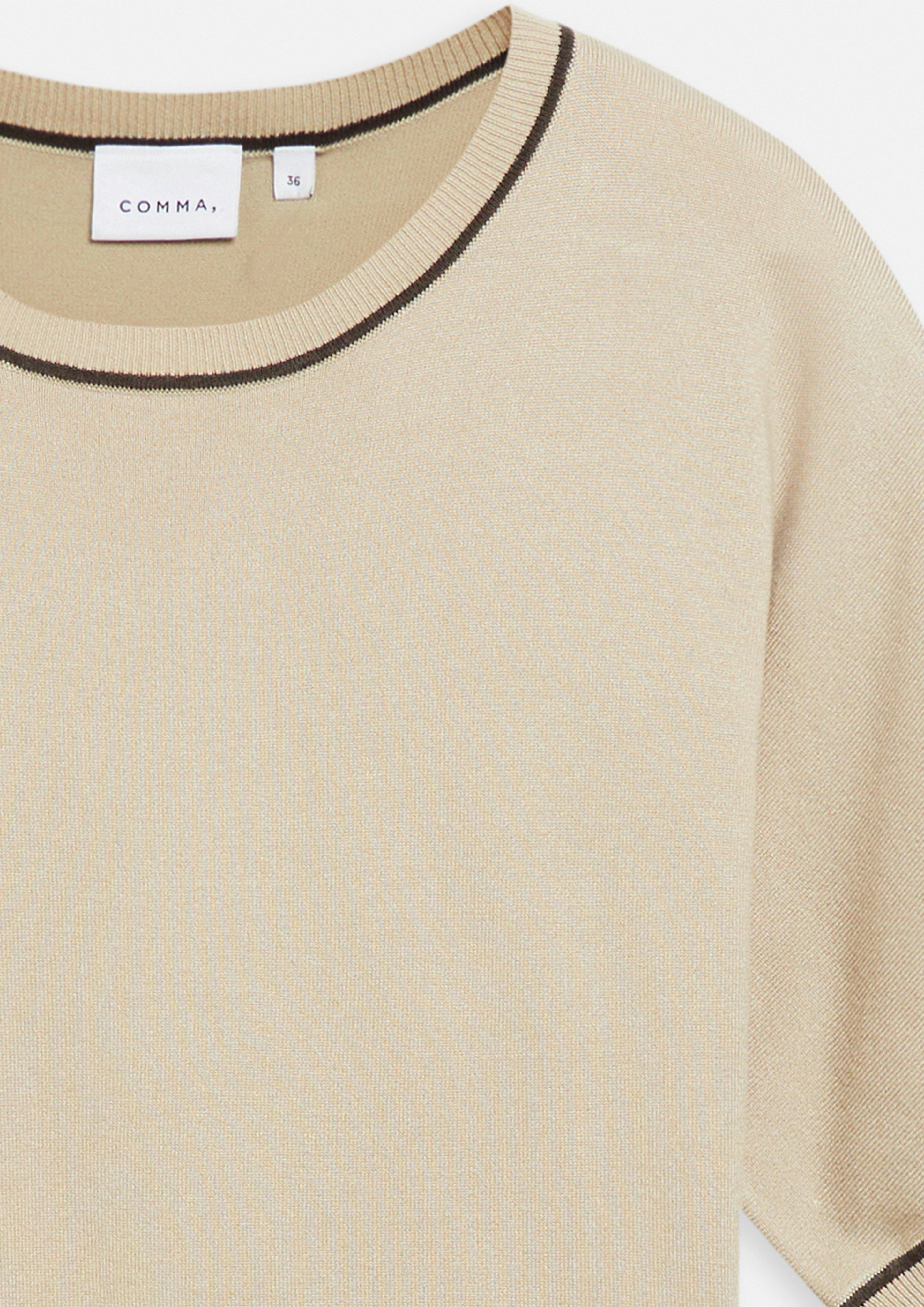 Women Fine-knit shirt with contrasting details in beige by comma