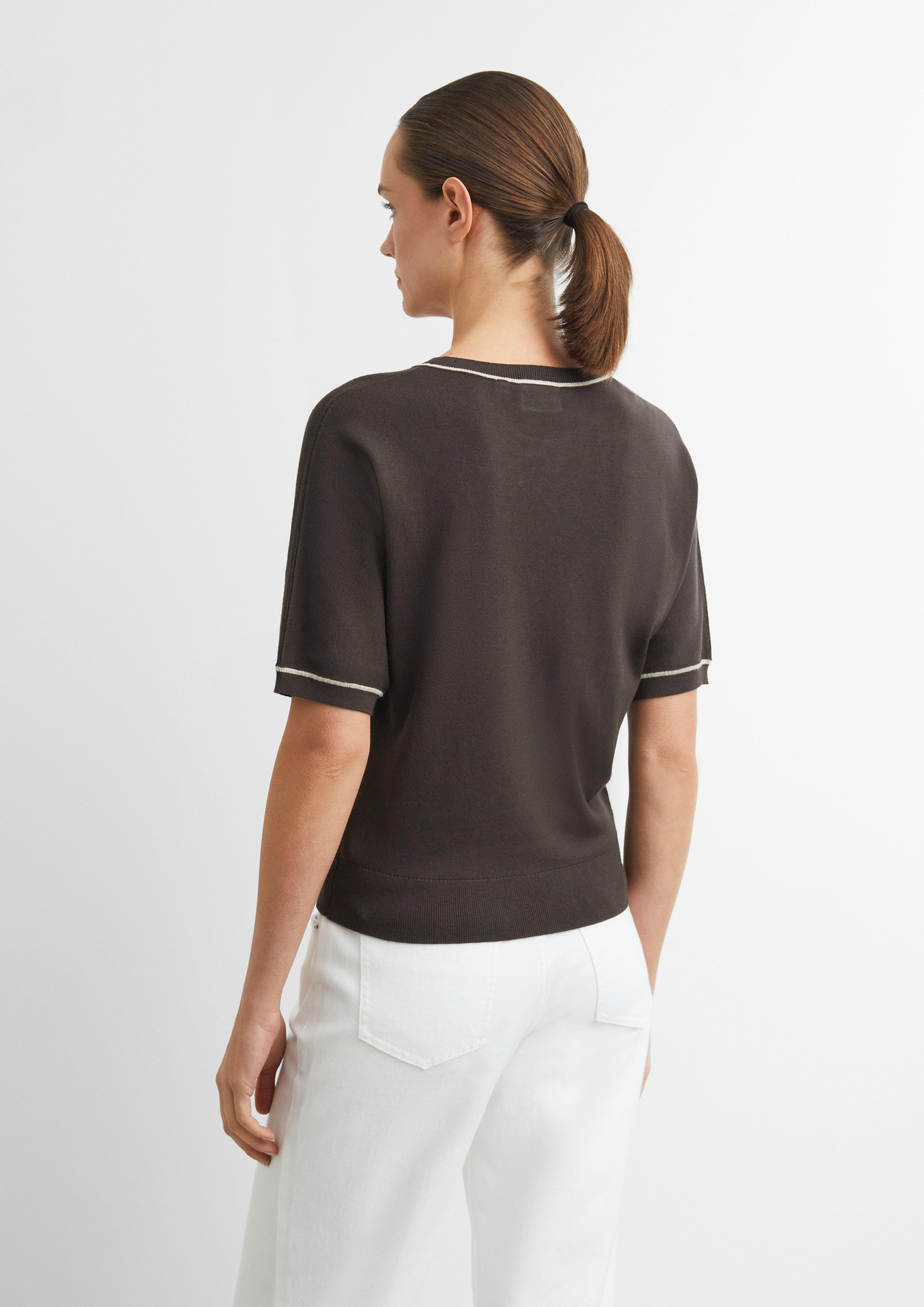 Feinstrick-Shirt mit Kontrast-Details in braun von COMMA
