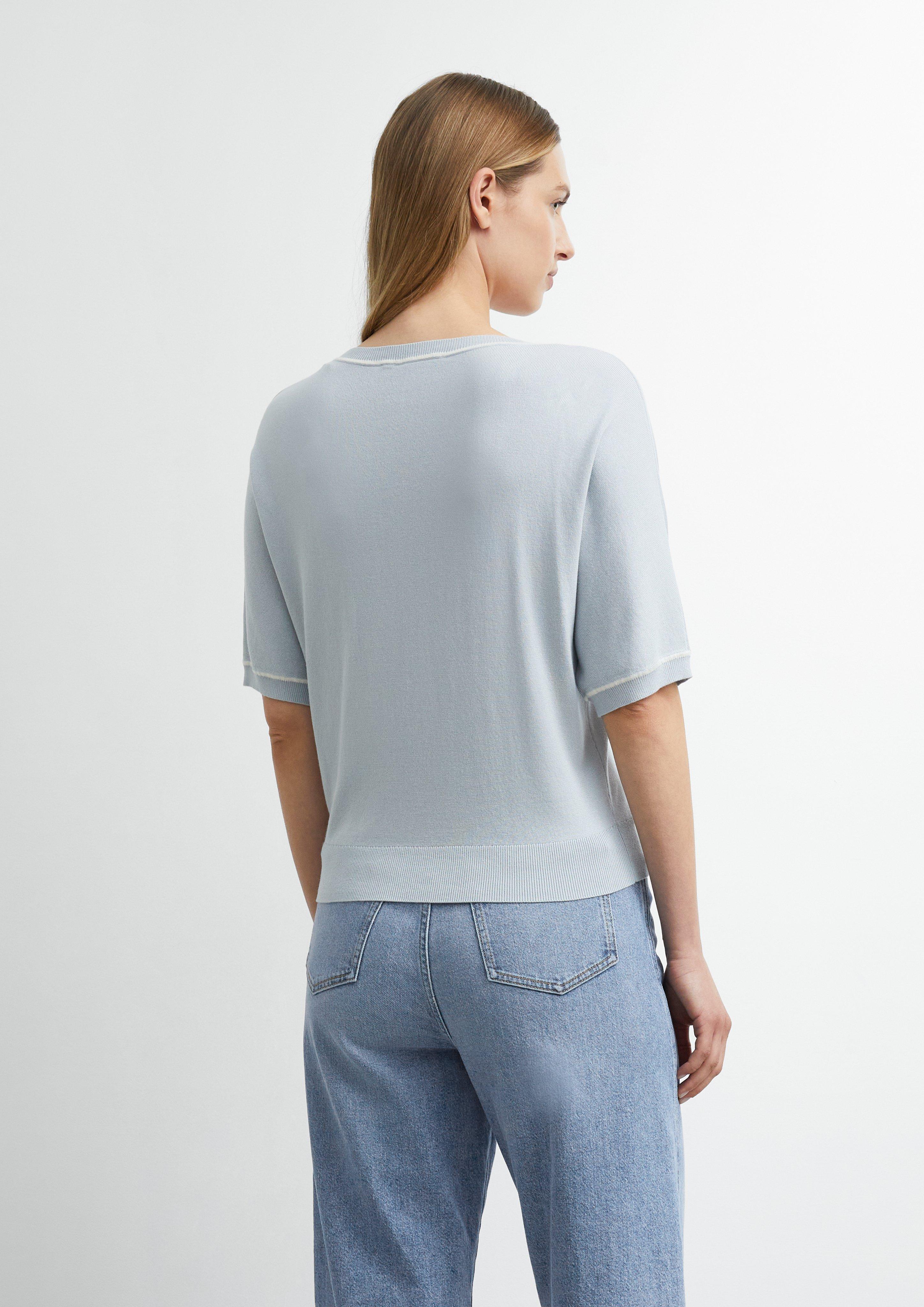Feinstrick-Shirt mit Kontrast-Details in blau von COMMA
