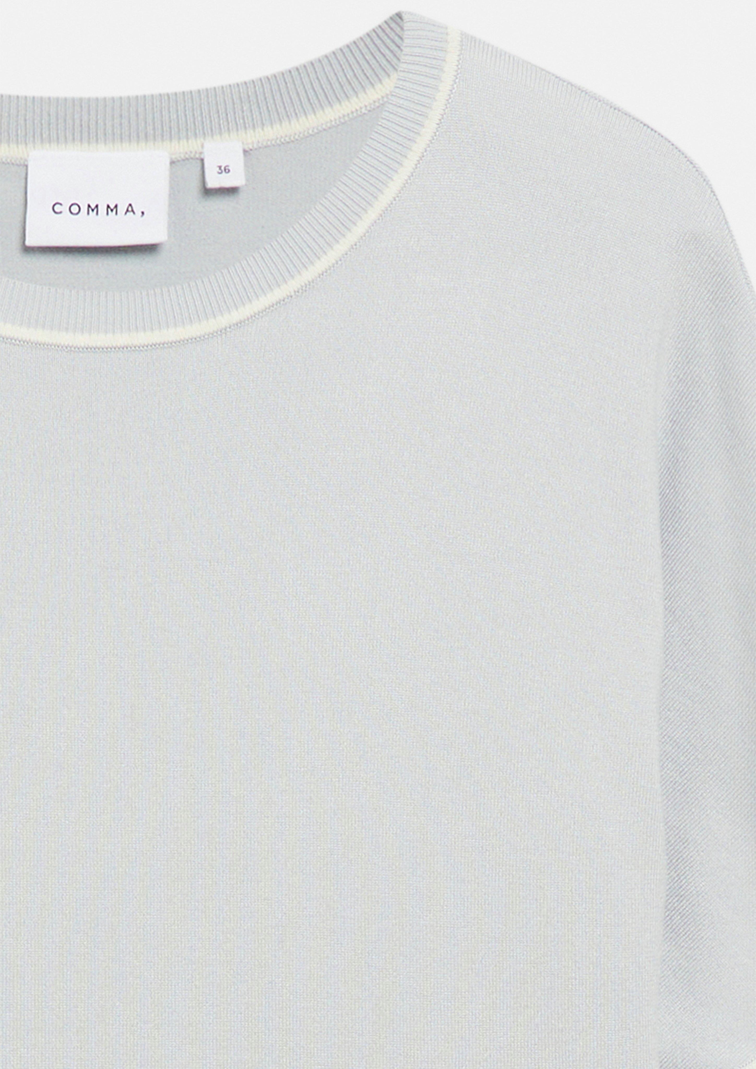 Feinstrick-Shirt mit Kontrast-Details in blau von COMMA