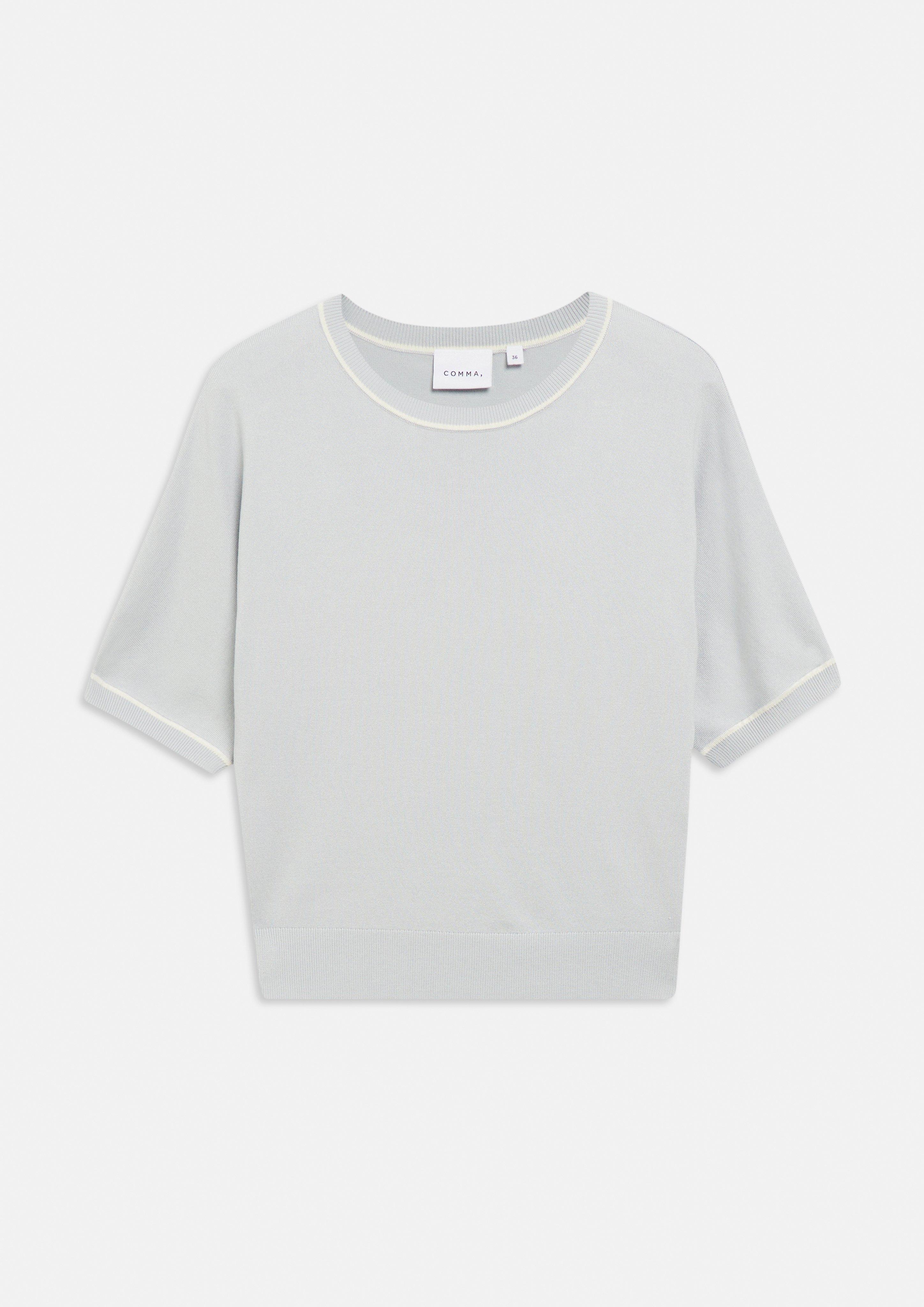 Feinstrick-Shirt mit Kontrast-Details in grau von COMMA