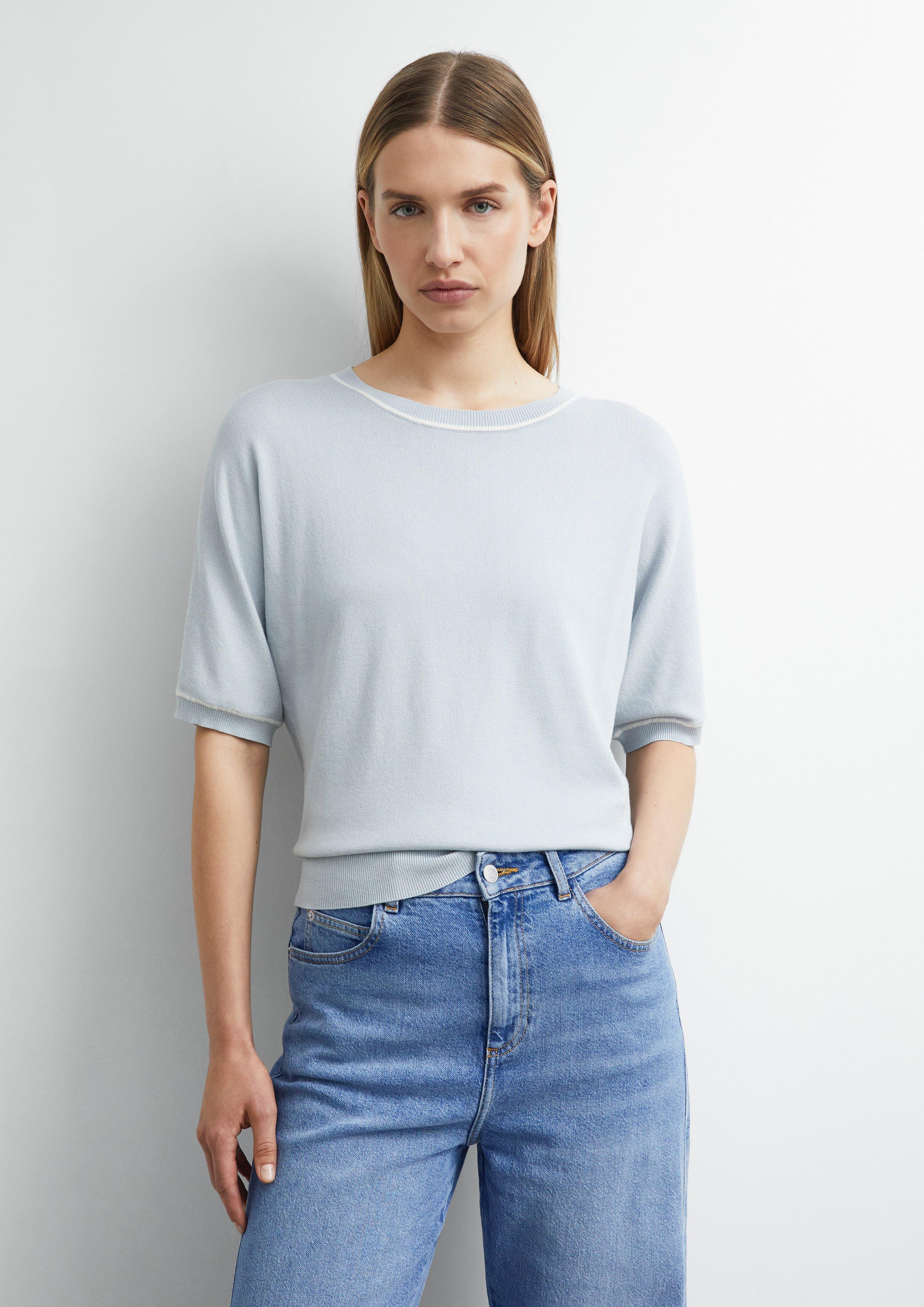 Feinstrick-Shirt mit Kontrast-Details in hellgrau von COMMA