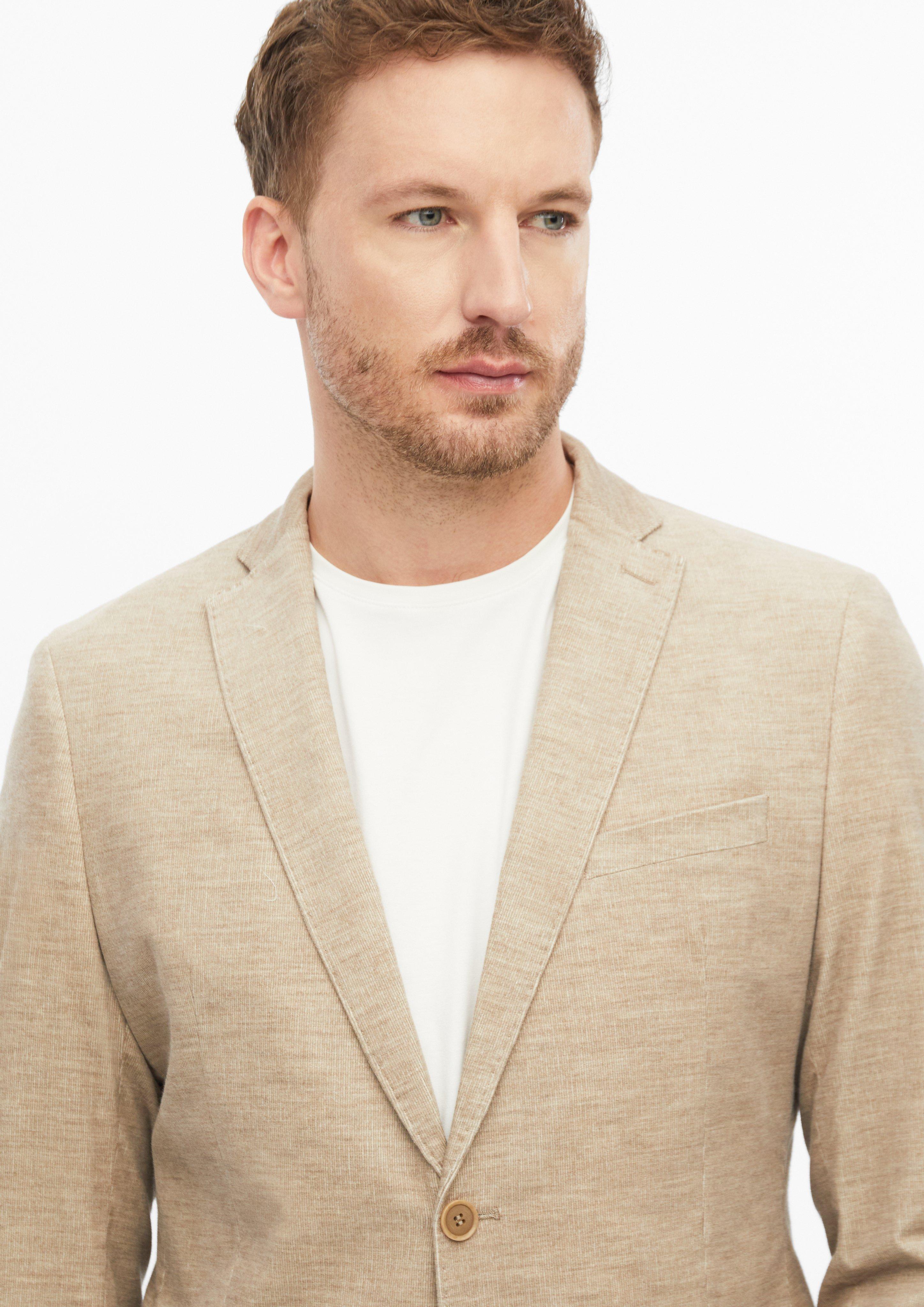 Men s.O PURE: Slim-fit blazer made of stretchy fine corduroy in beige by s.Oliver BLACK LABEL