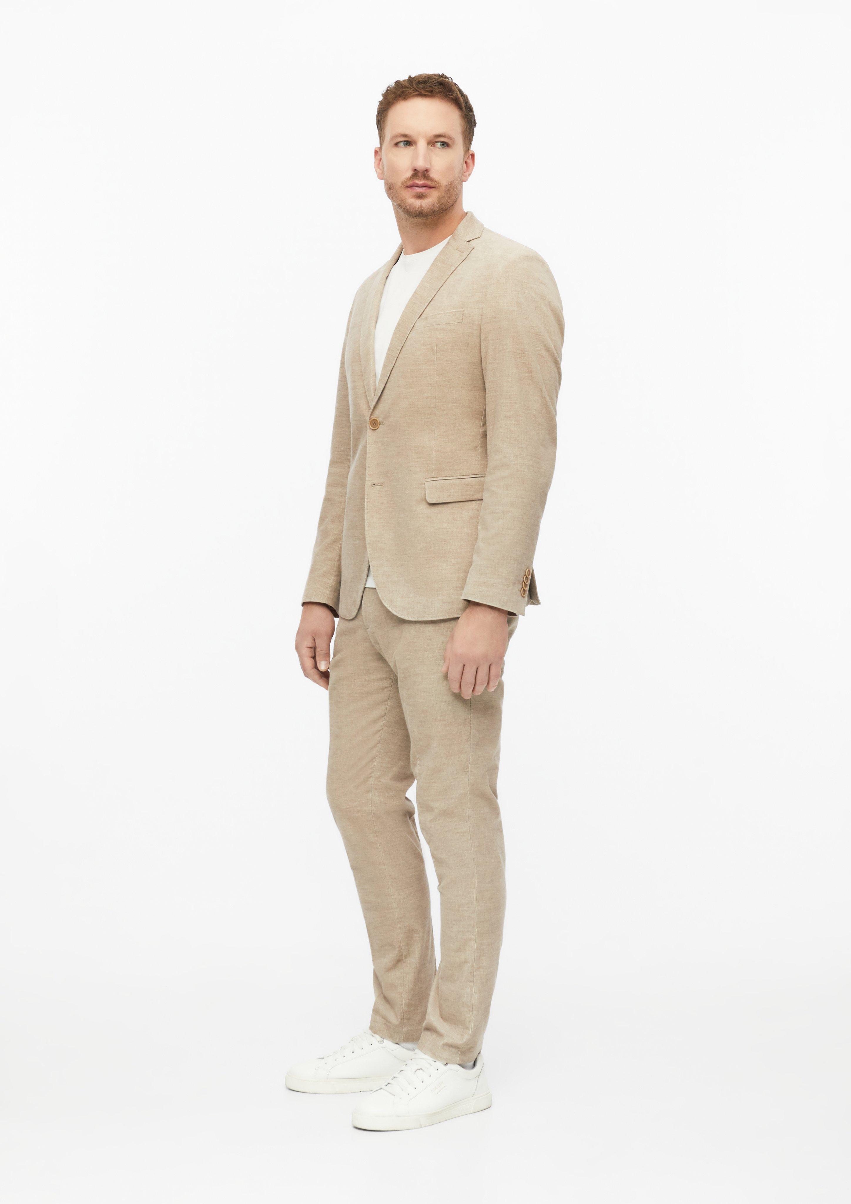 Men s.O PURE: Slim-fit blazer made of stretchy fine corduroy in beige by s.Oliver BLACK LABEL