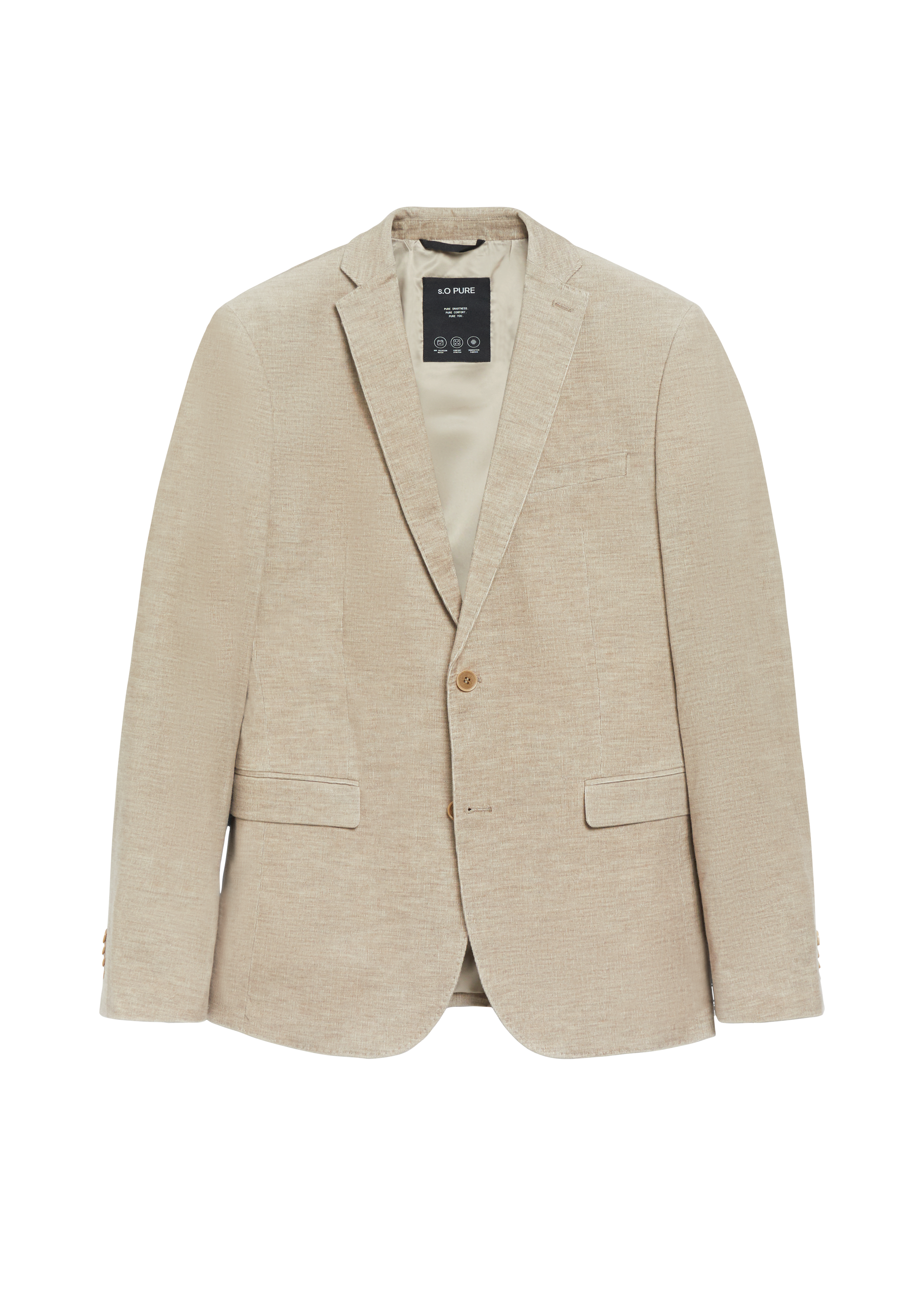 s.O PURE: slim-fit colbert van elastisch fijn corduroy