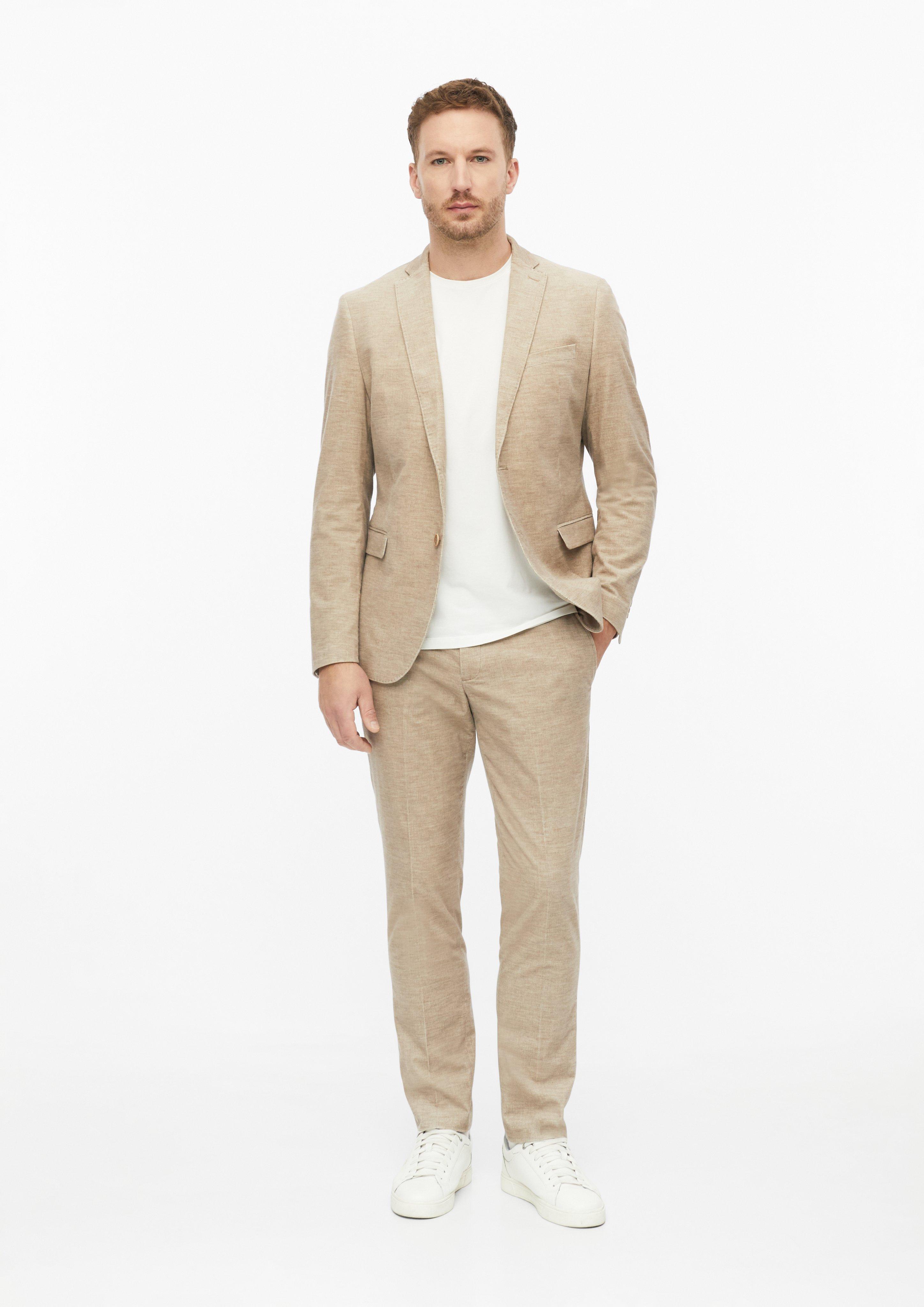 Men s.O PURE: Slim-fit blazer made of stretchy fine corduroy in beige by s.Oliver BLACK LABEL