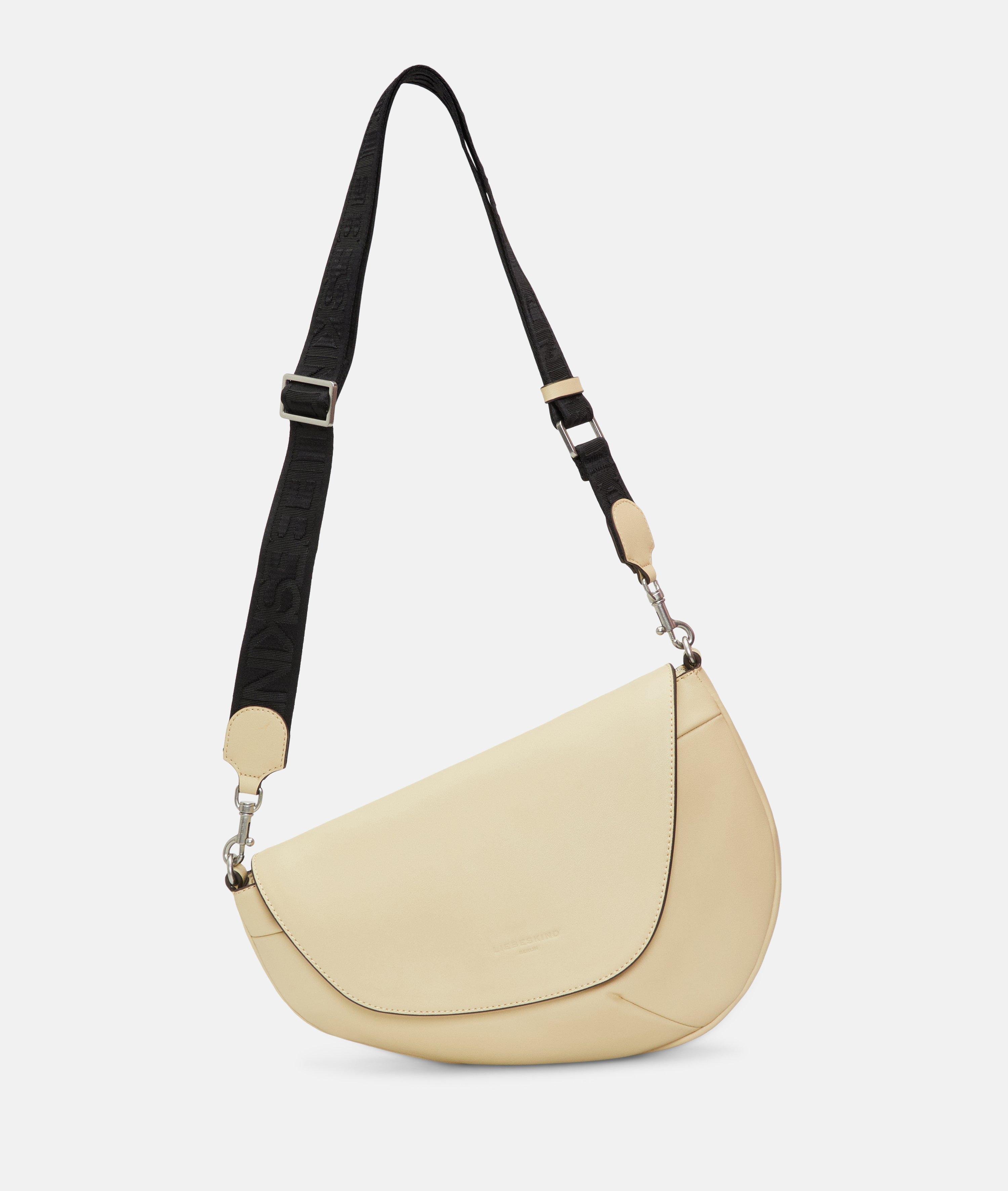 Sac à bandoulière ovale M en beige, noir & olive