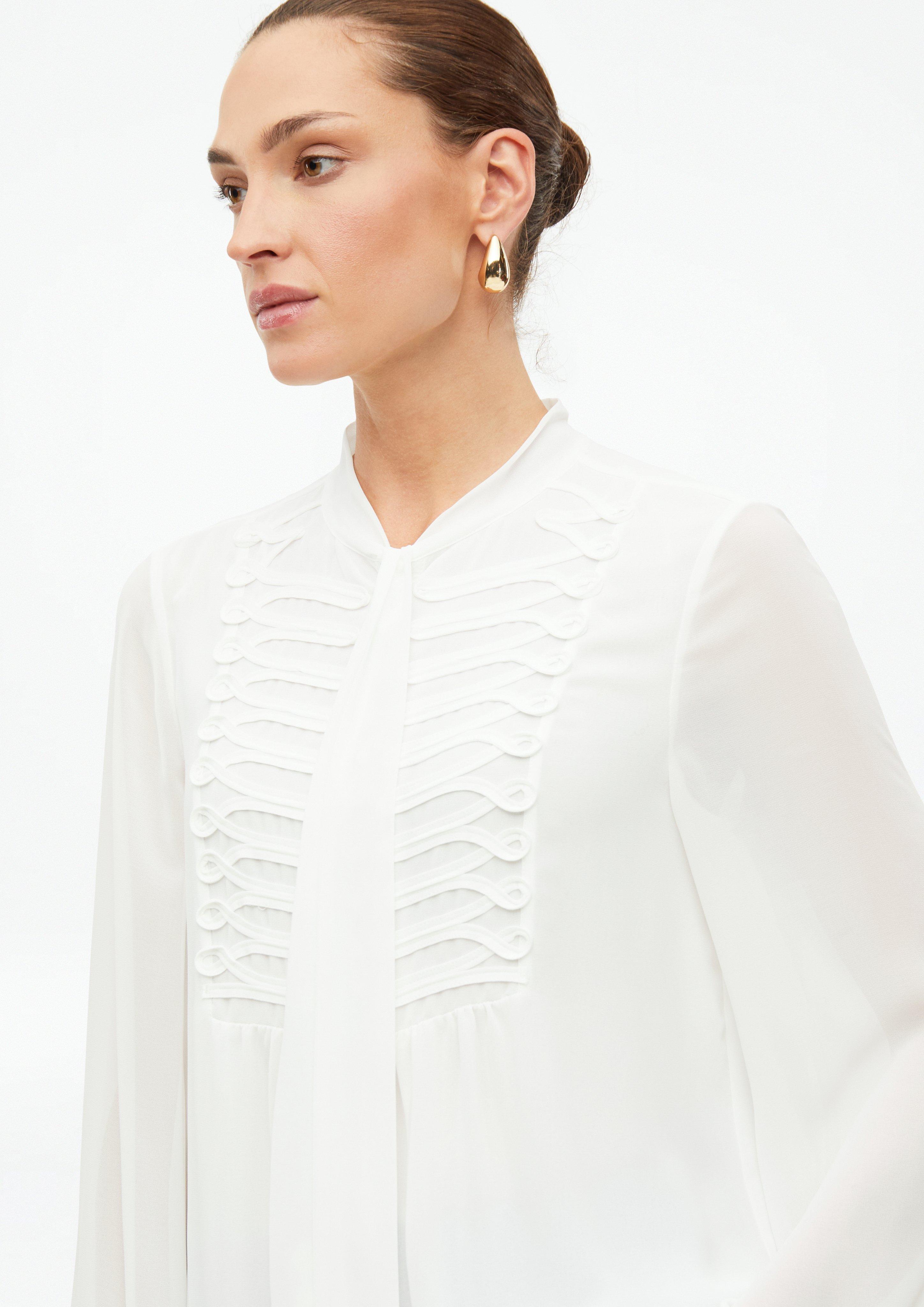 Damen Chiffonbluse mit Schluppe und Applikation in creme von s.Oliver BLACK LABEL