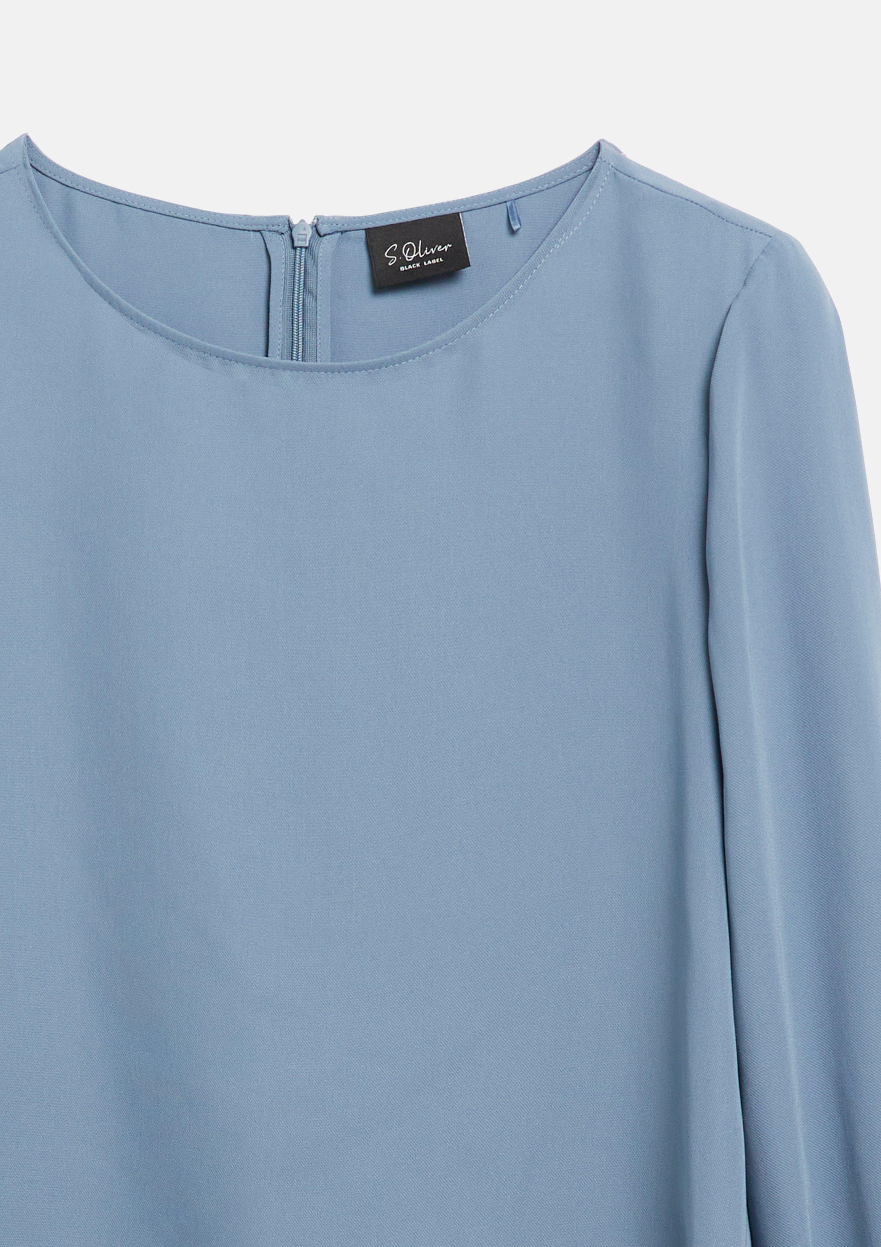 Women Crêpe blouse with a zipper and smocking detail in blue by s.Oliver BLACK LABEL