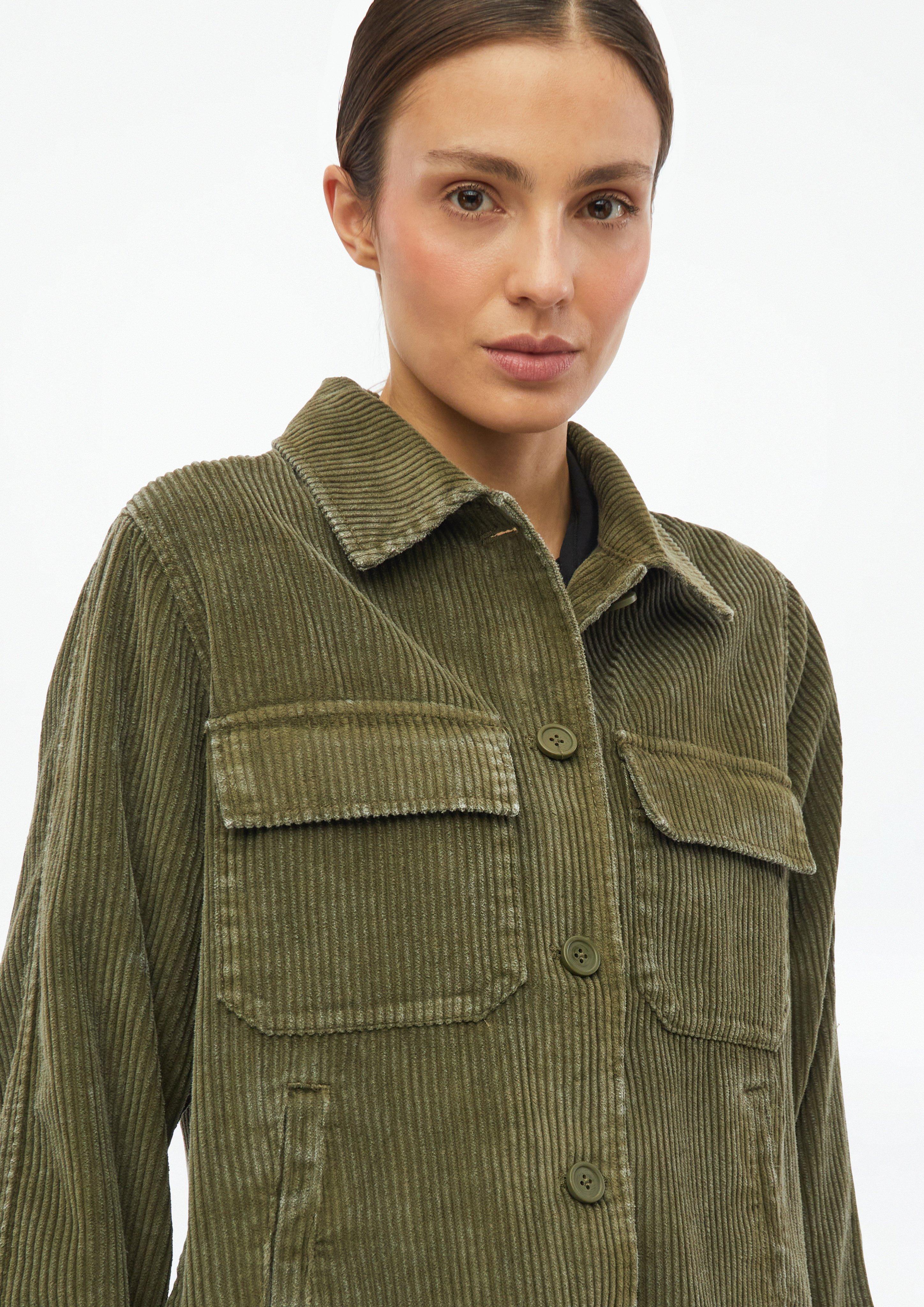 Women Relaxed-fit corduroy overshirt in olive by s.Oliver