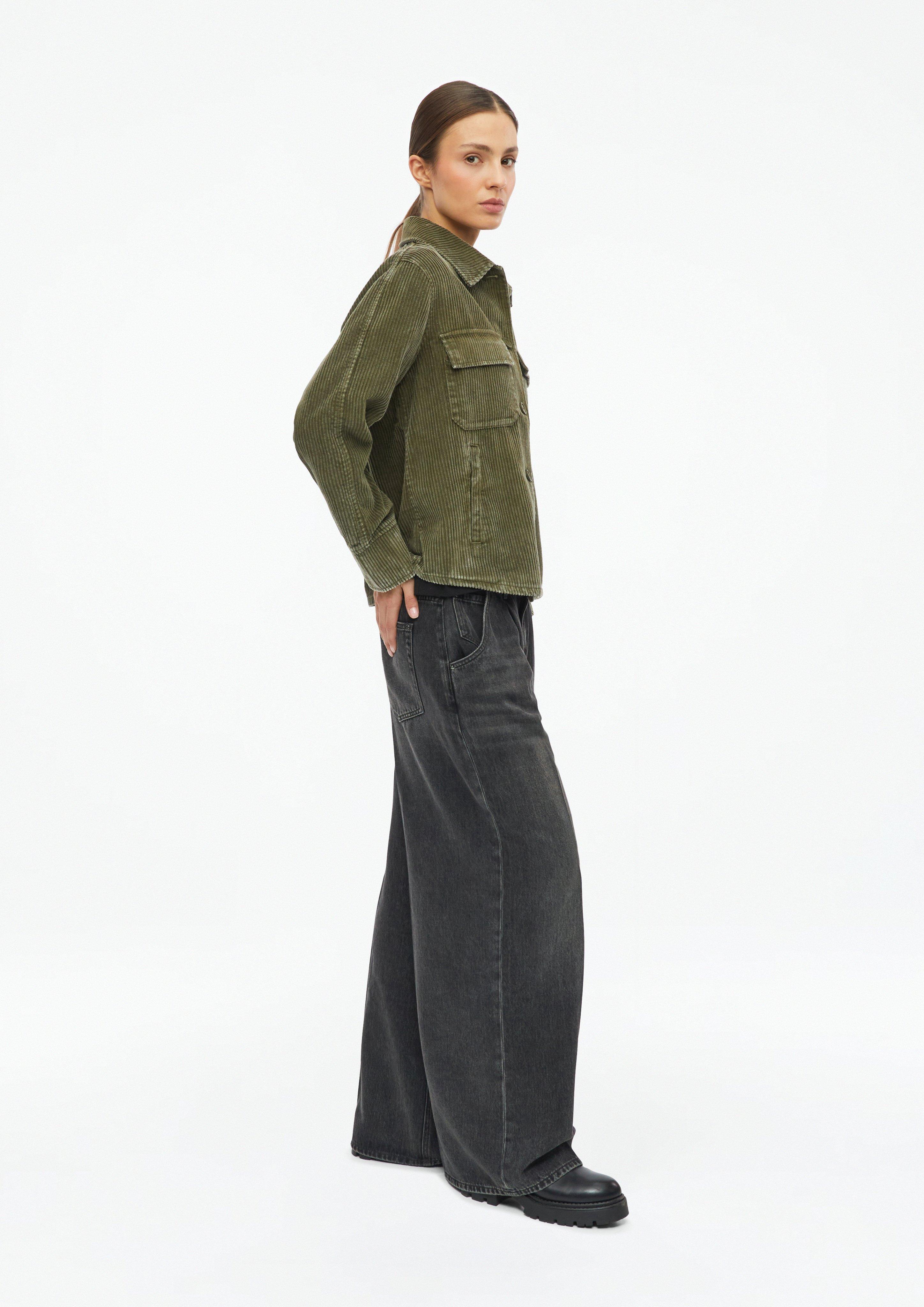Women Relaxed-fit corduroy overshirt in olive by s.Oliver