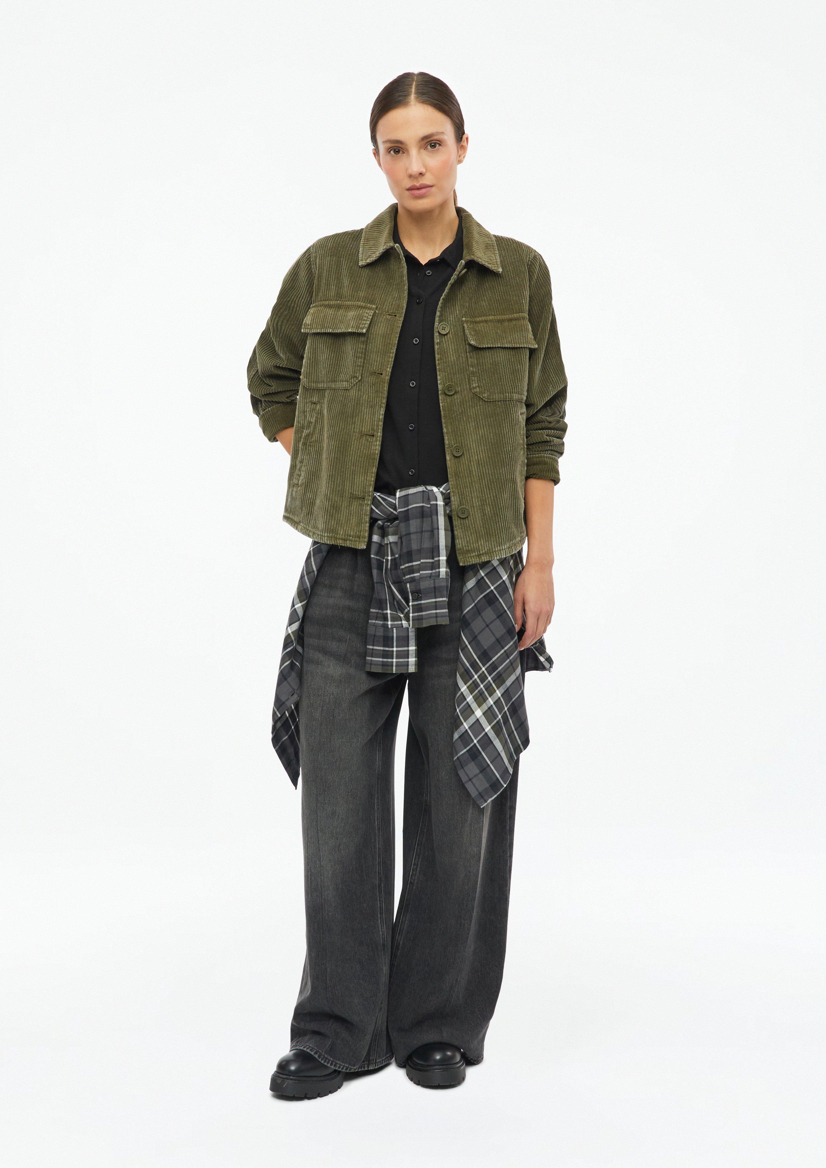 Women Relaxed-fit corduroy overshirt in olive by s.Oliver