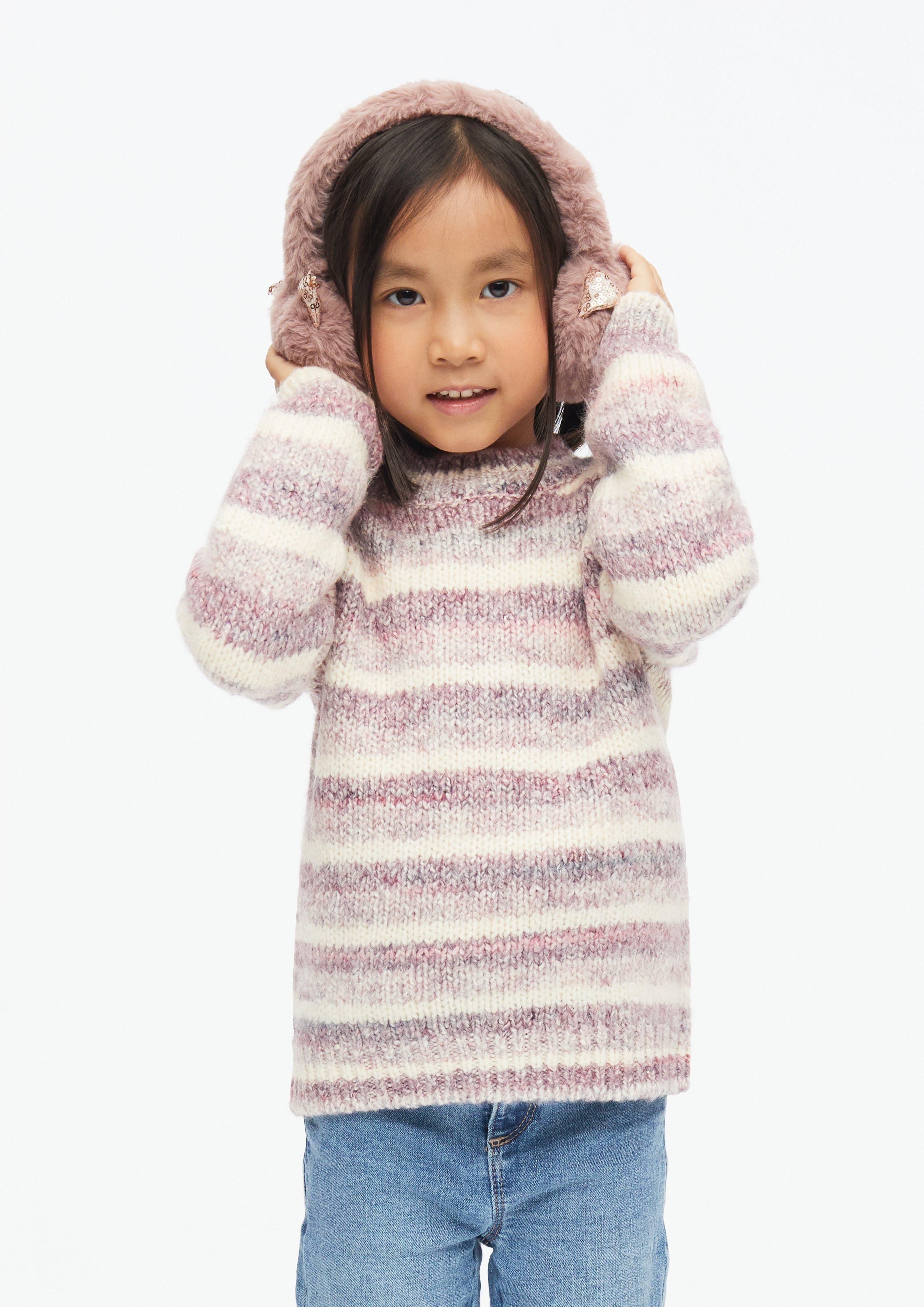 Kids Adjustable teddy plush ear warmers with decorative details in pink by s.Oliver