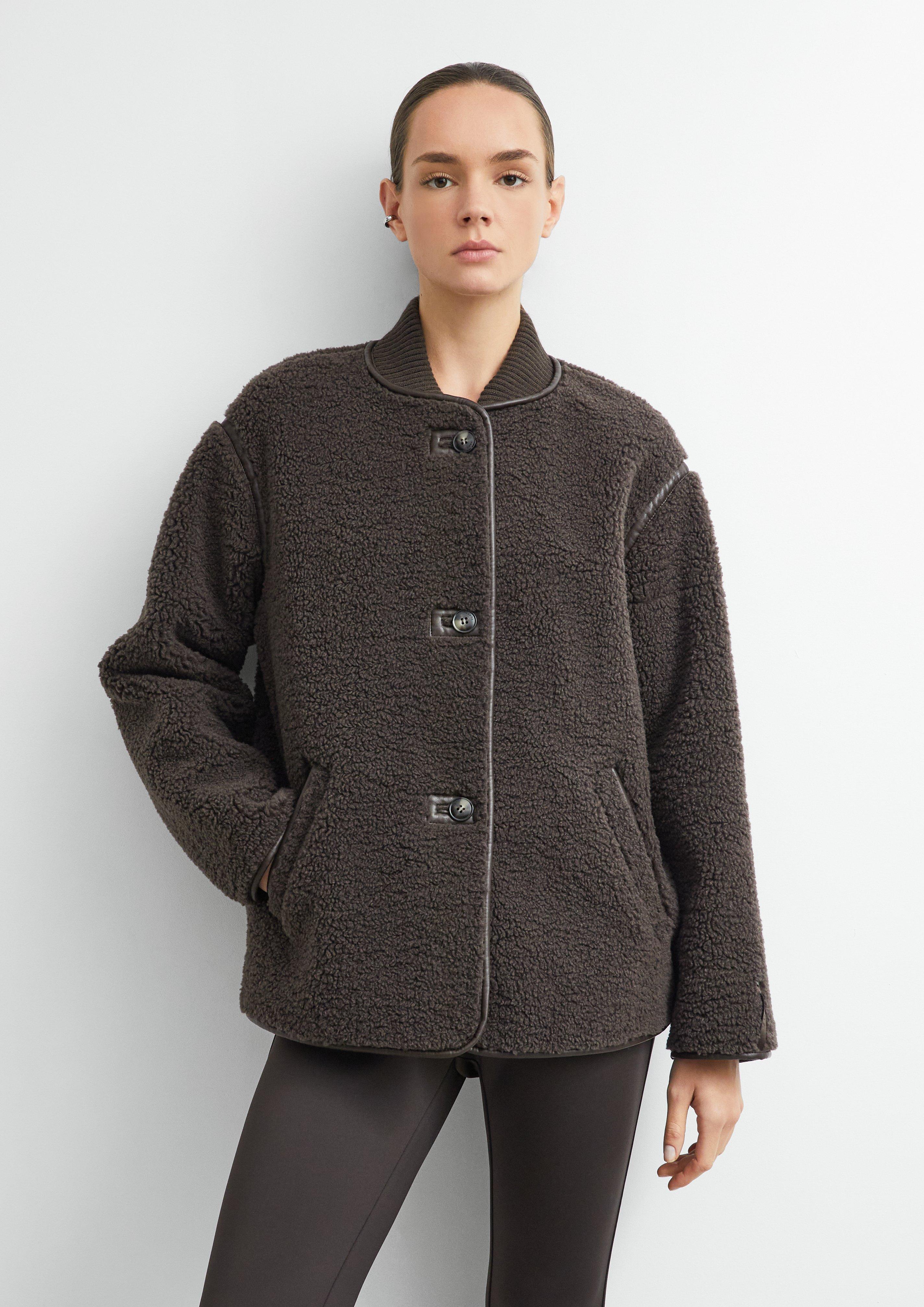 Teddy-Jacke im Loose Fit in dunkelbraun von COMMA