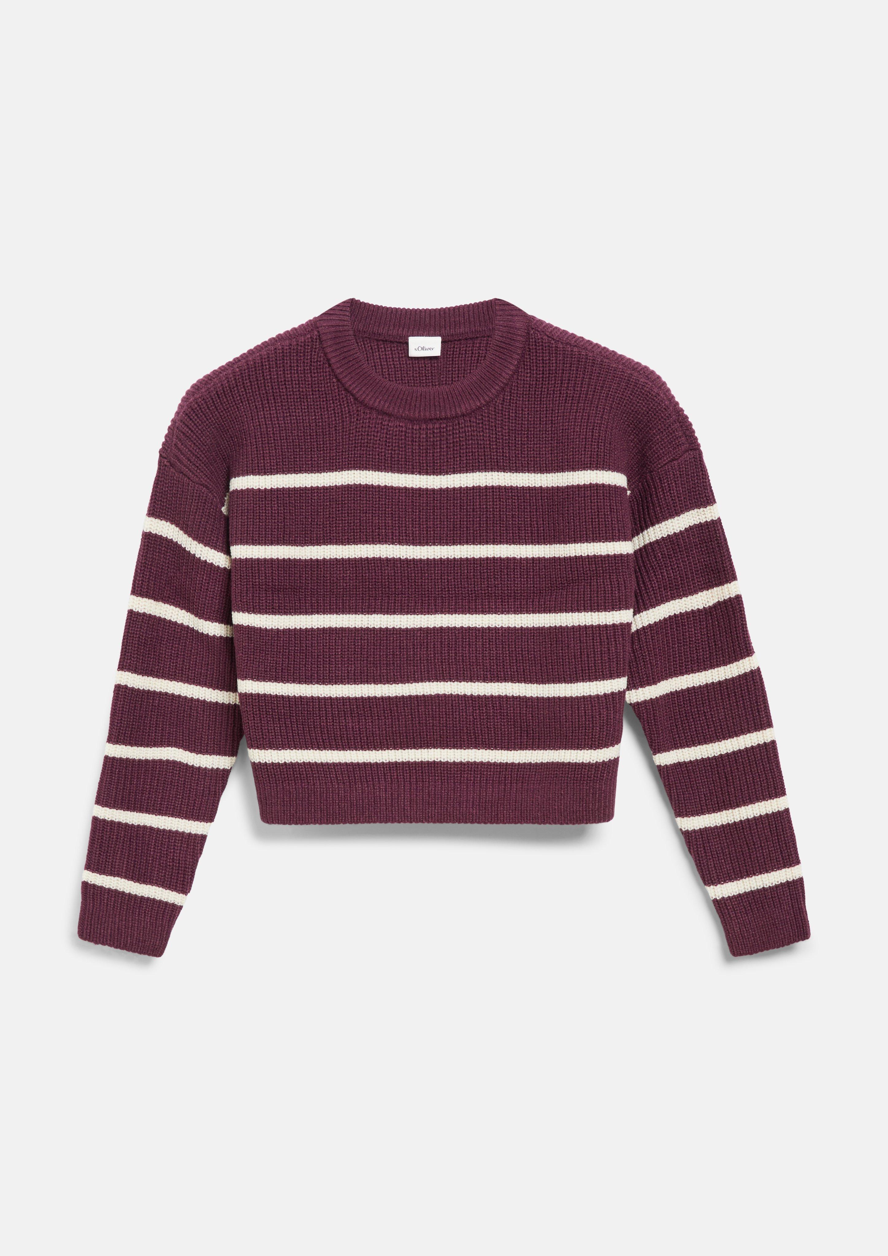 Kinder Verkürzter Strickpullover im Boxy Fit in bordeaux von s.Oliver